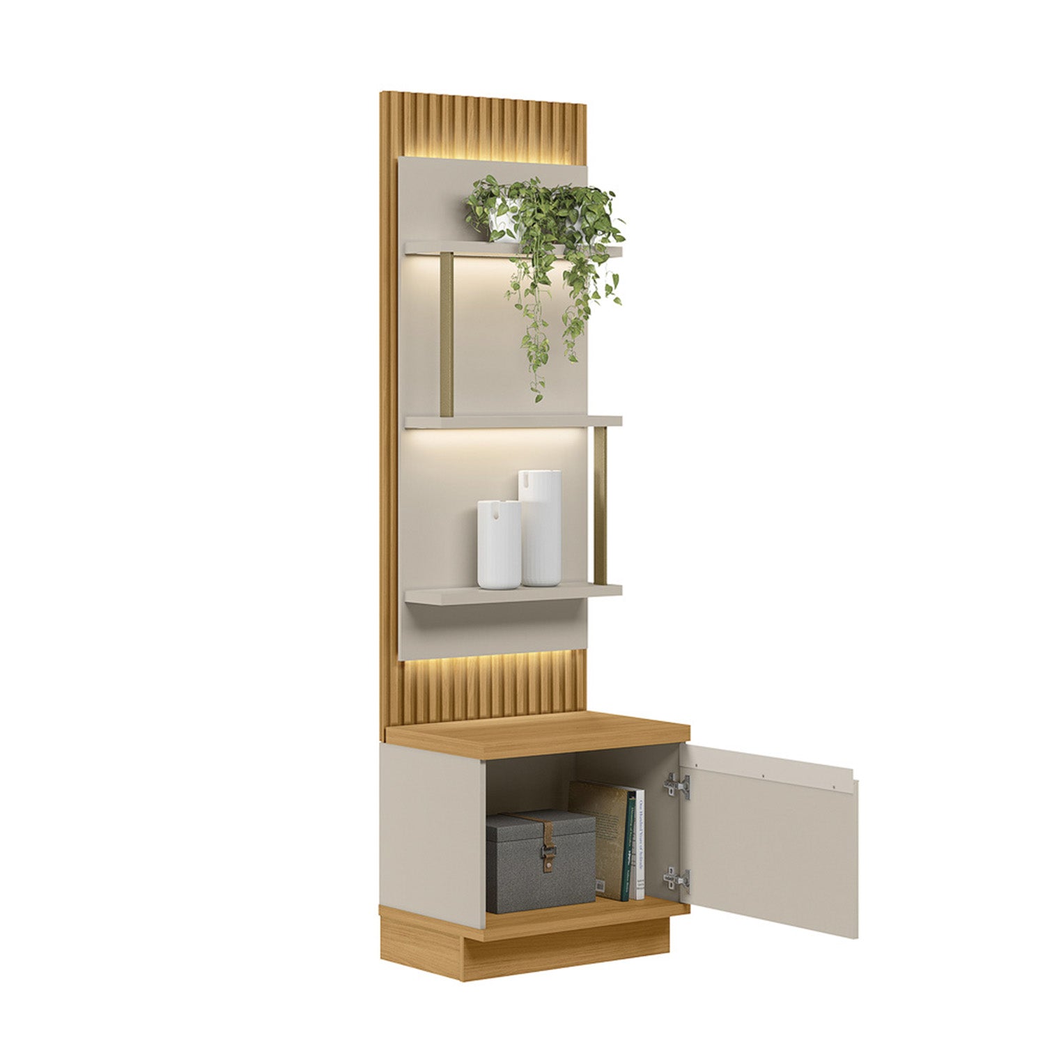 Módulo Centro de Entretenimiento Saopaulo Natural, Off White 58X198X41