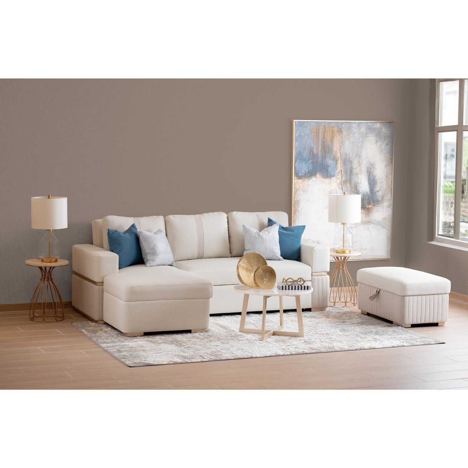 Sala Cama Dior Eurolino Blanco Puro Beige, Champaña Orientacion Izquierda