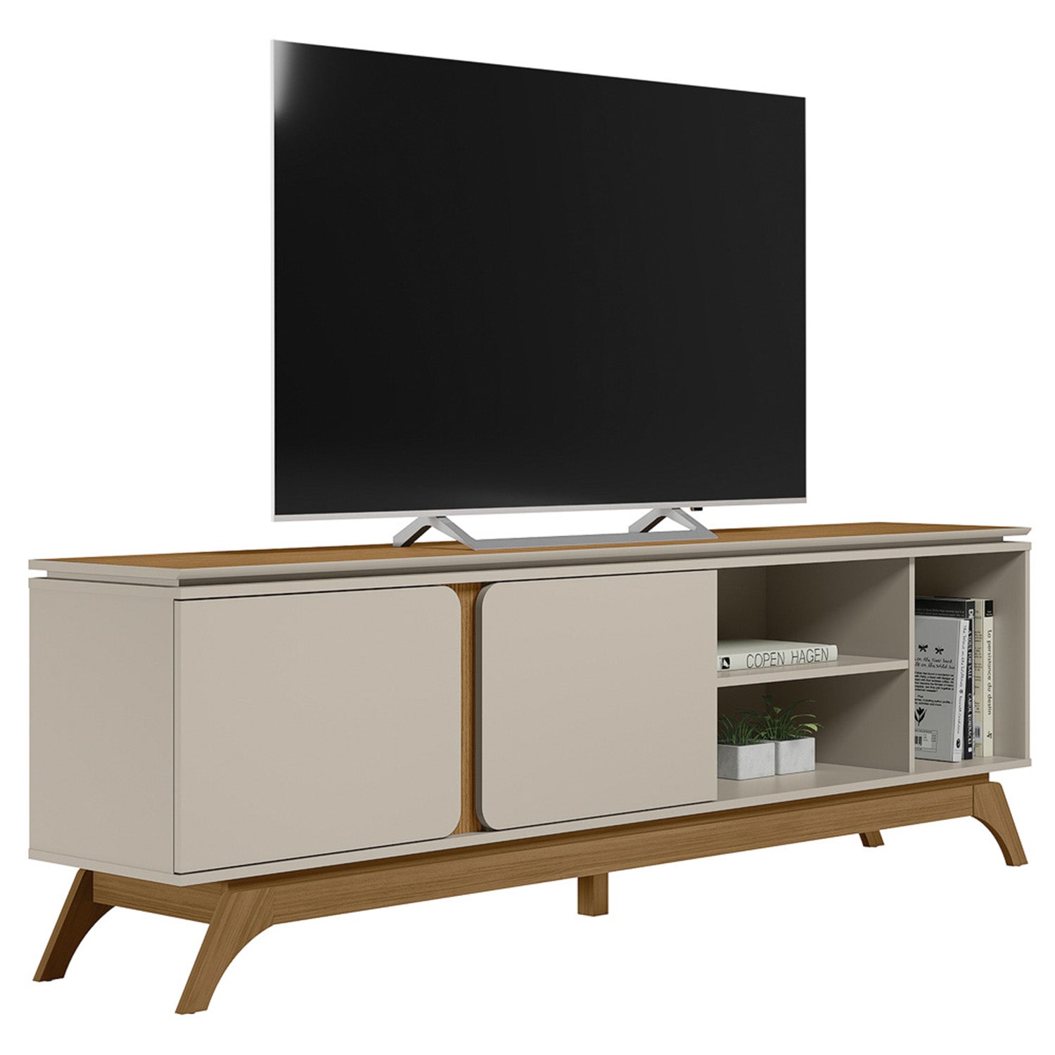 Mesa De Tv Estambul Natural, Off White 200X62X36