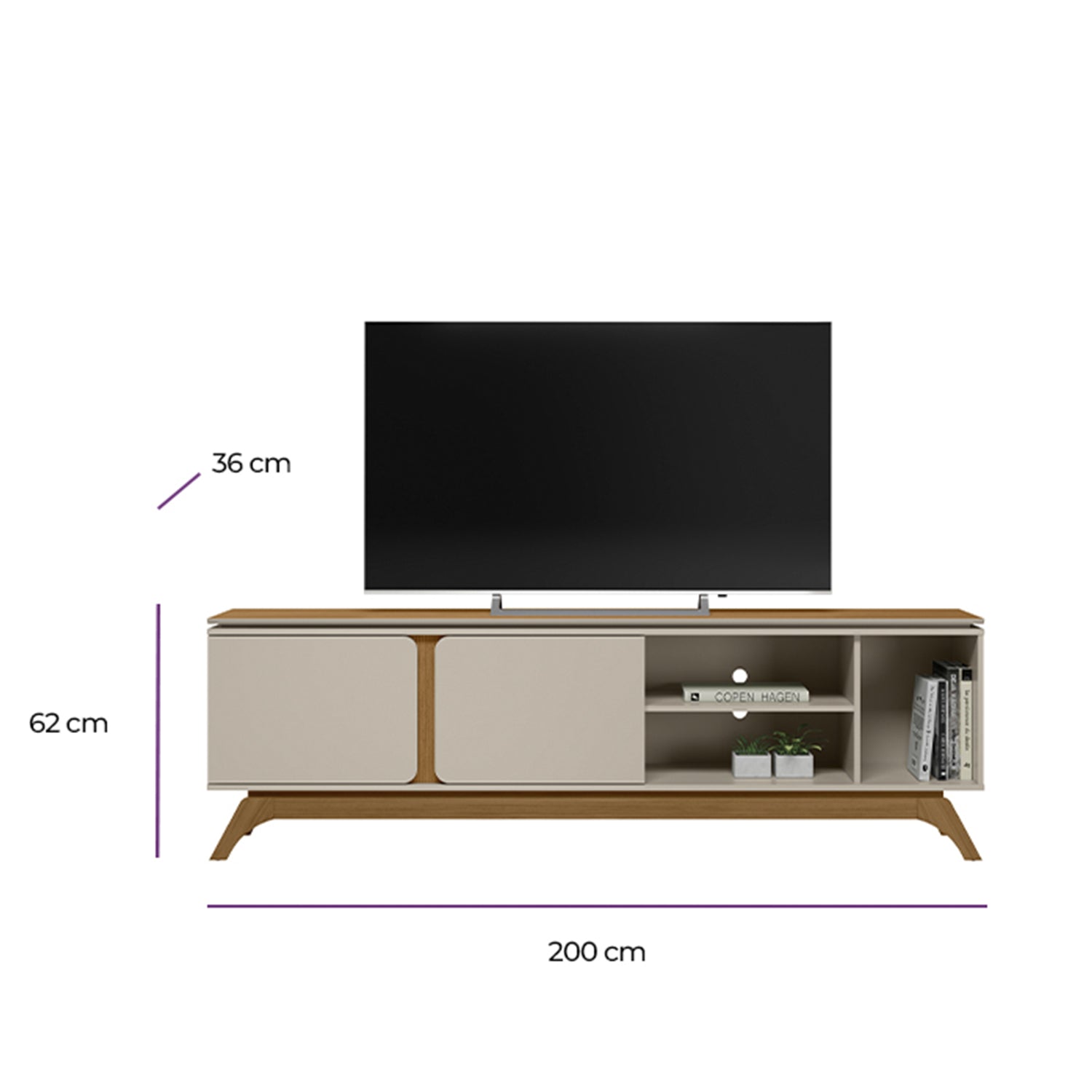 Mesa De Tv Estambul Natural, Off White 200X62X36