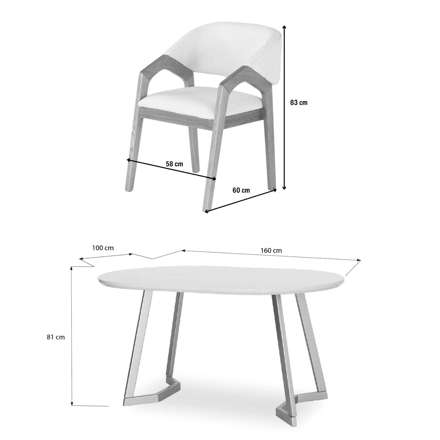 Comedor 6 Puestos Capri, Vitore Marfil, Natural