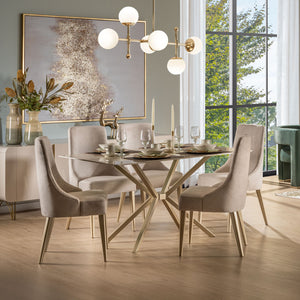 Comedor 6 Puestos Sevilla Velvet Zarem Ivory, Champaña Bpv