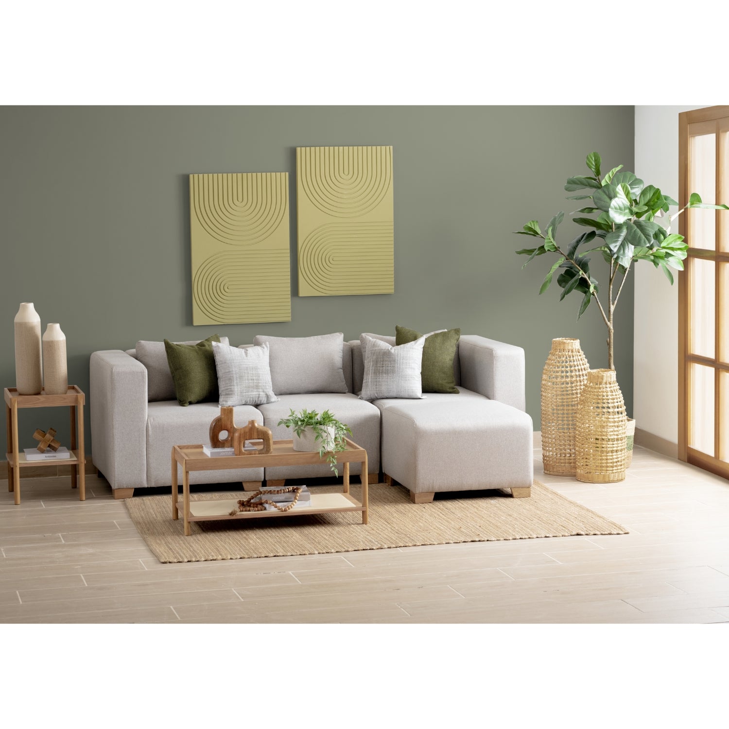 Juego de Sala Fred Eurolino Marbella Marfil, Natural