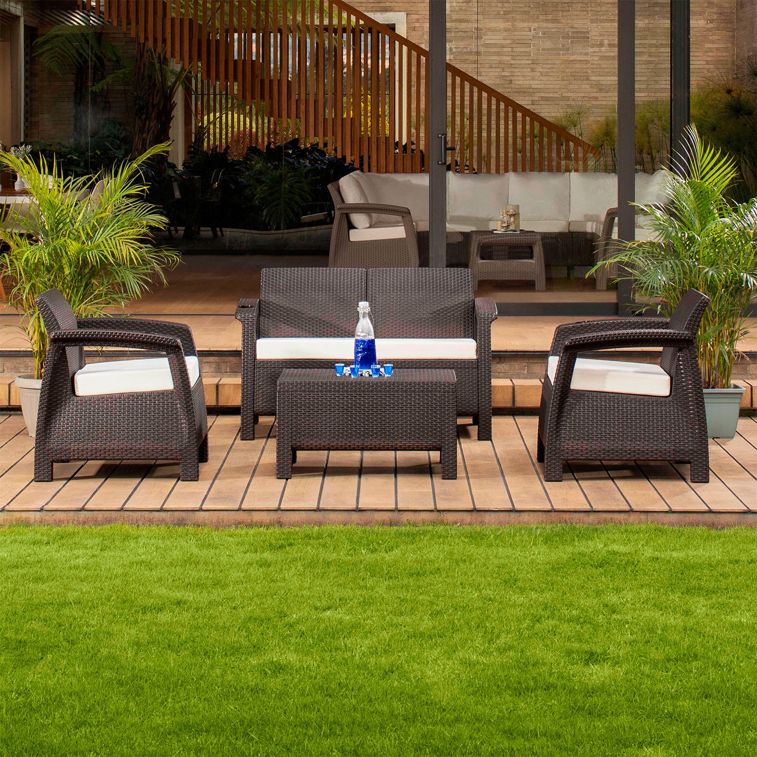 Juego Sala X4 Exterior Comfort Ferrara Wengue