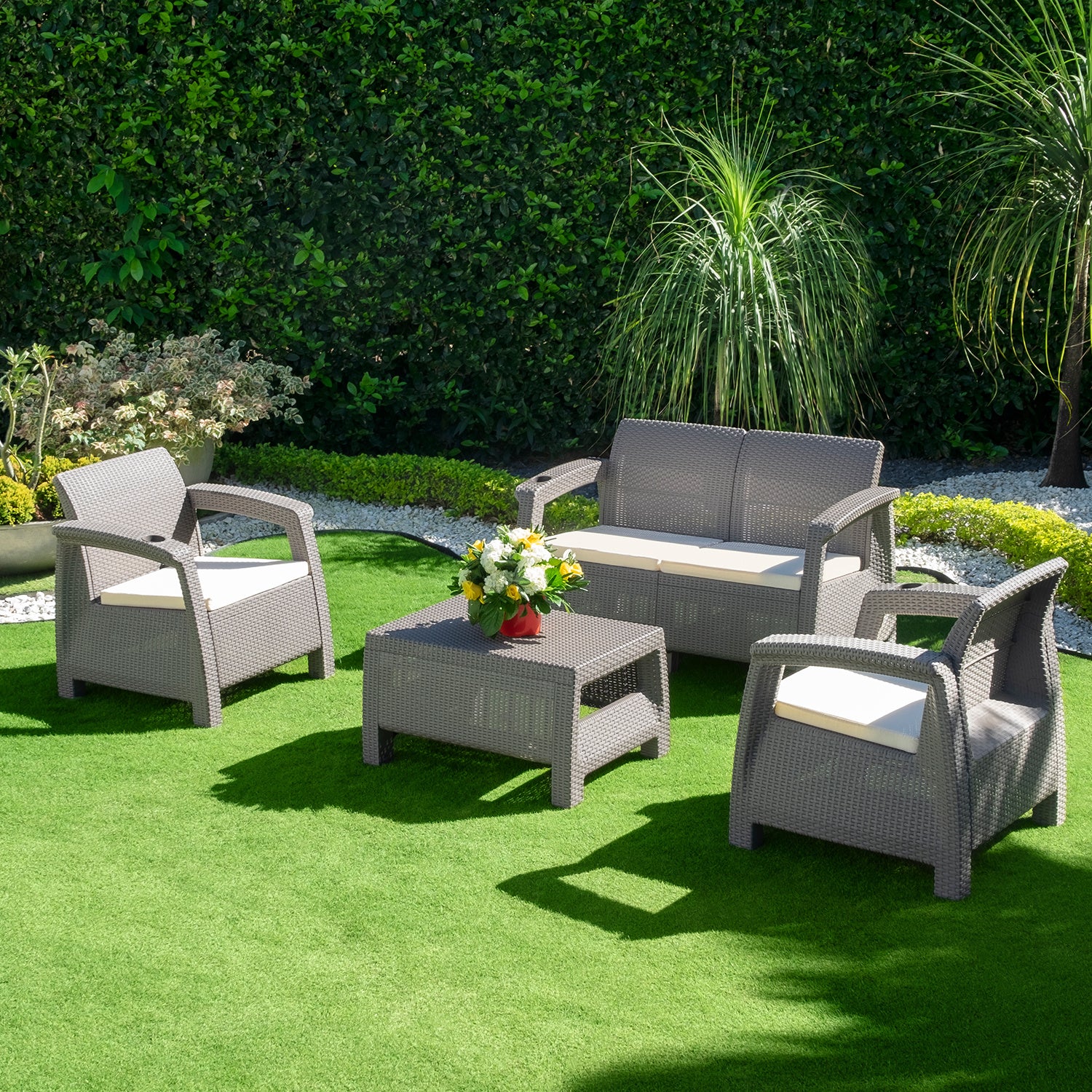 Juego Sala X4 Exterior Comfort Ferrara Taupe