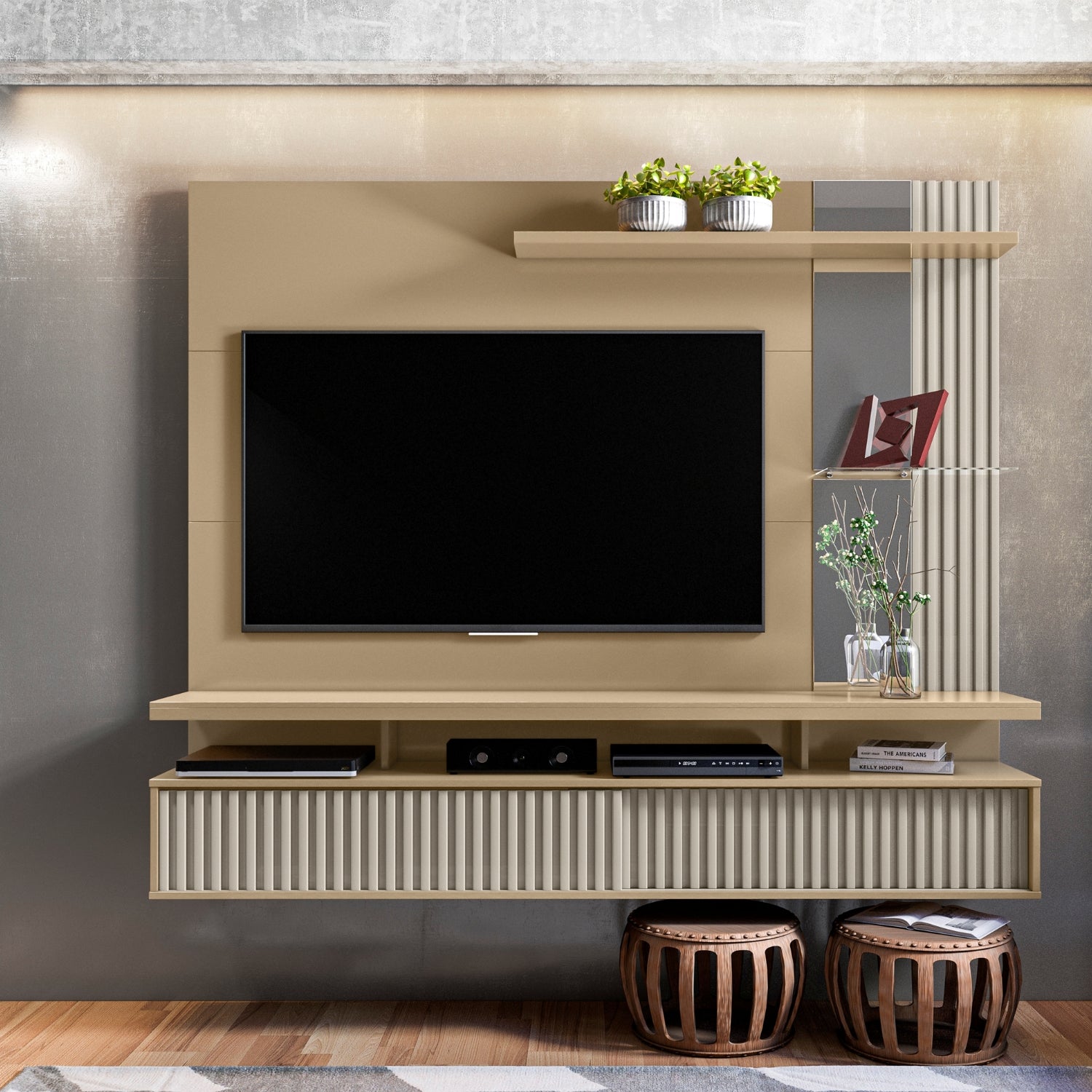 Panel De Tv Denver 182X154X32 Champaña, Off White