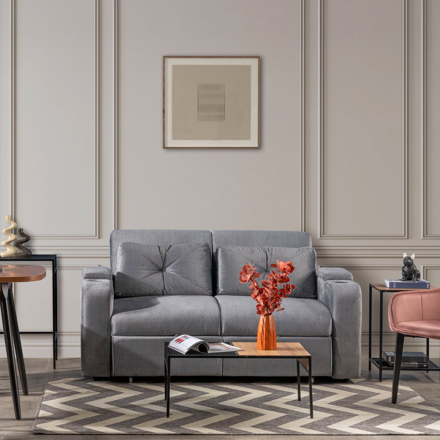 Sofá  Cama Boston Velvet Suprema Gris