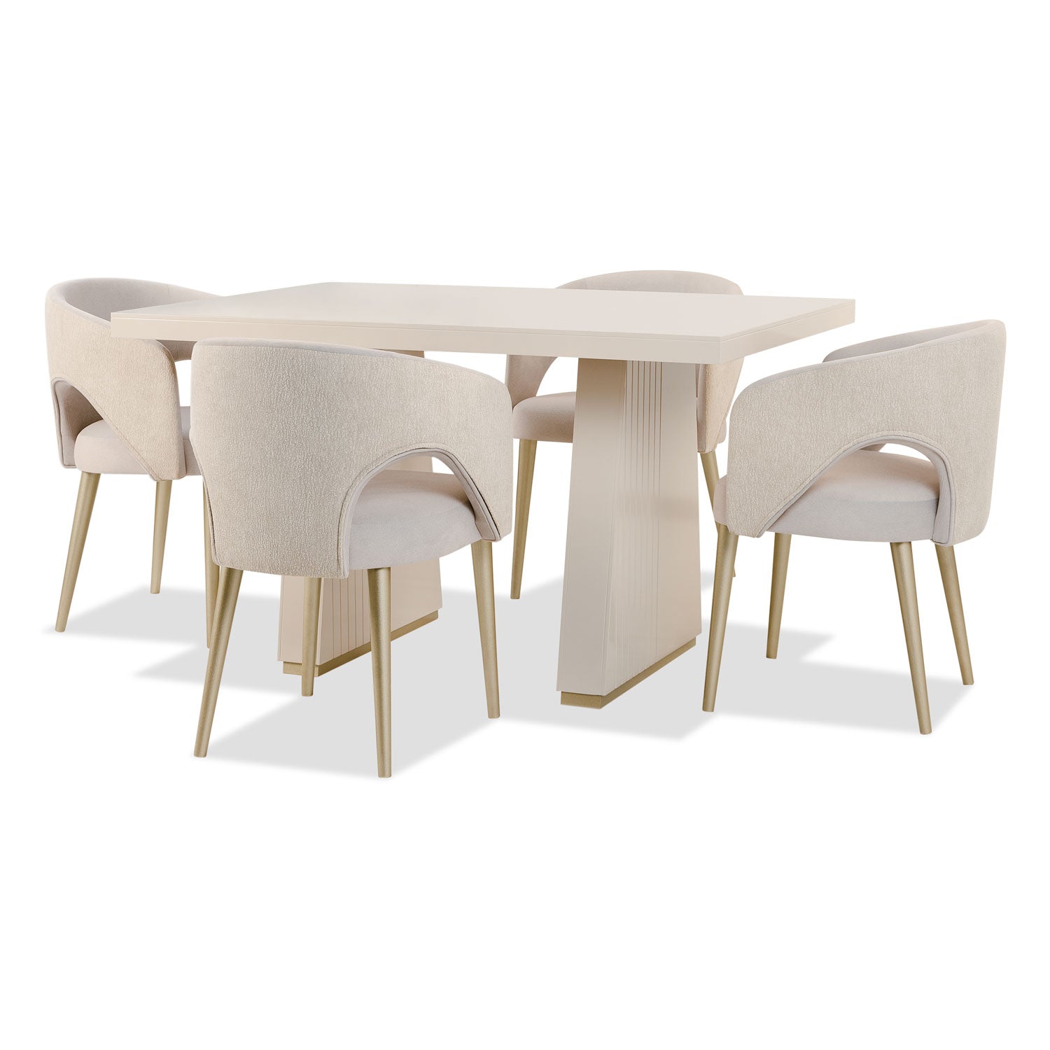 Comedor 4 Puestos Denver Velvet Beige, Greige