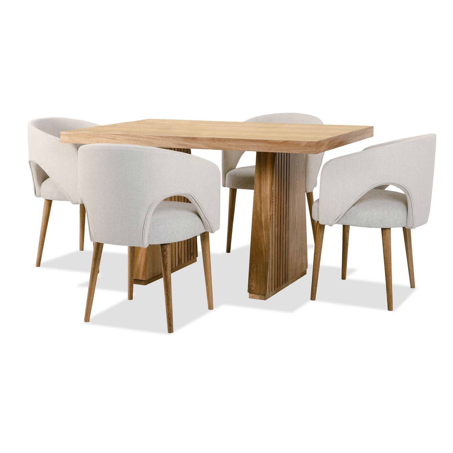 Comedor 4 Puestos Denver Microfibra Arena, Natural