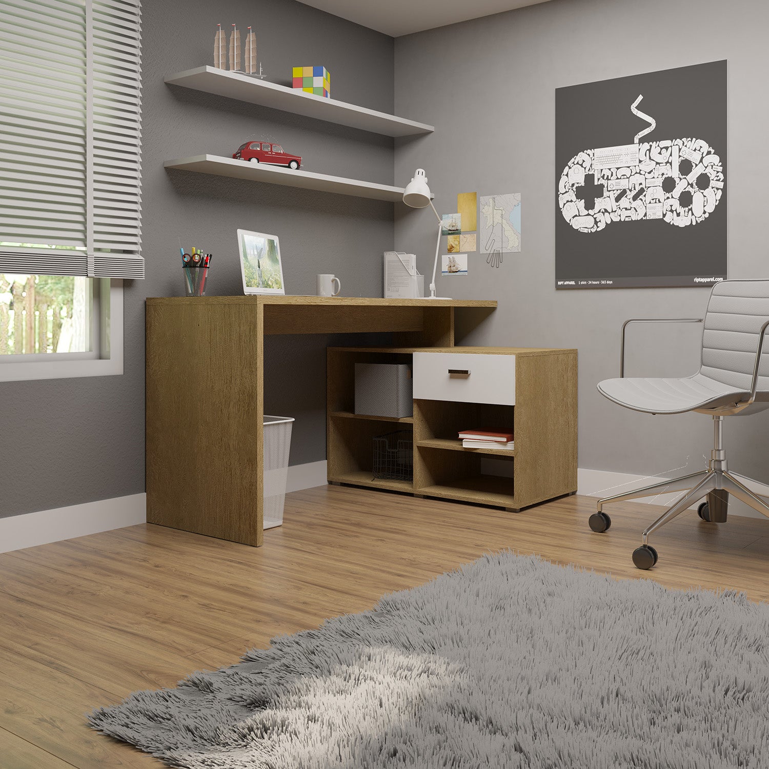 Escritorio Aero Natural, Blanco