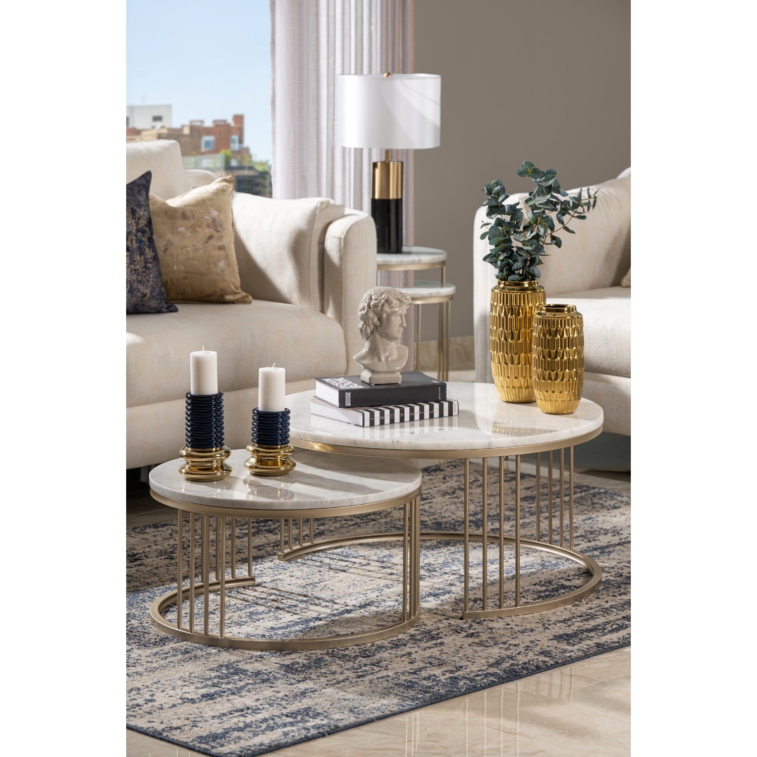 Mesa De Centro 60 Owen Marmol, Champaña