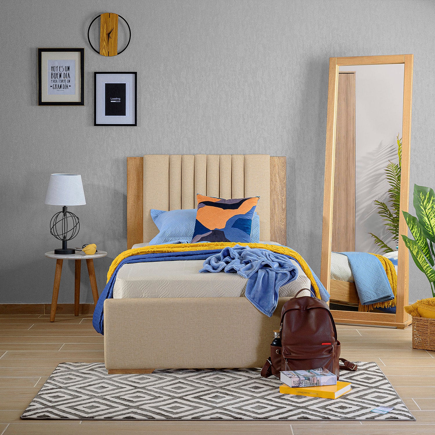 Cama 1.00 Moscu Eurolino Marfil, Natural