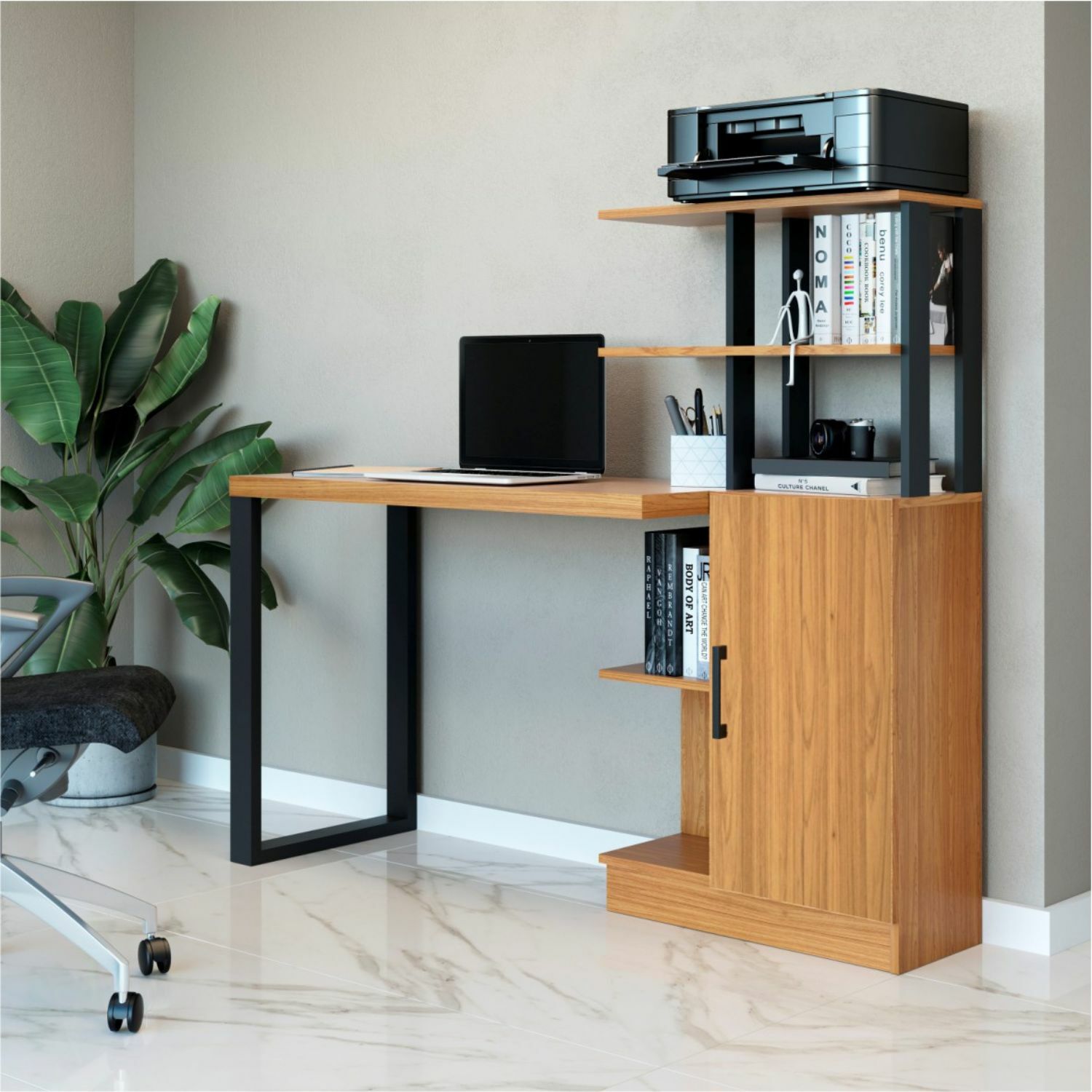 Escritorio Cox Natural, Negro