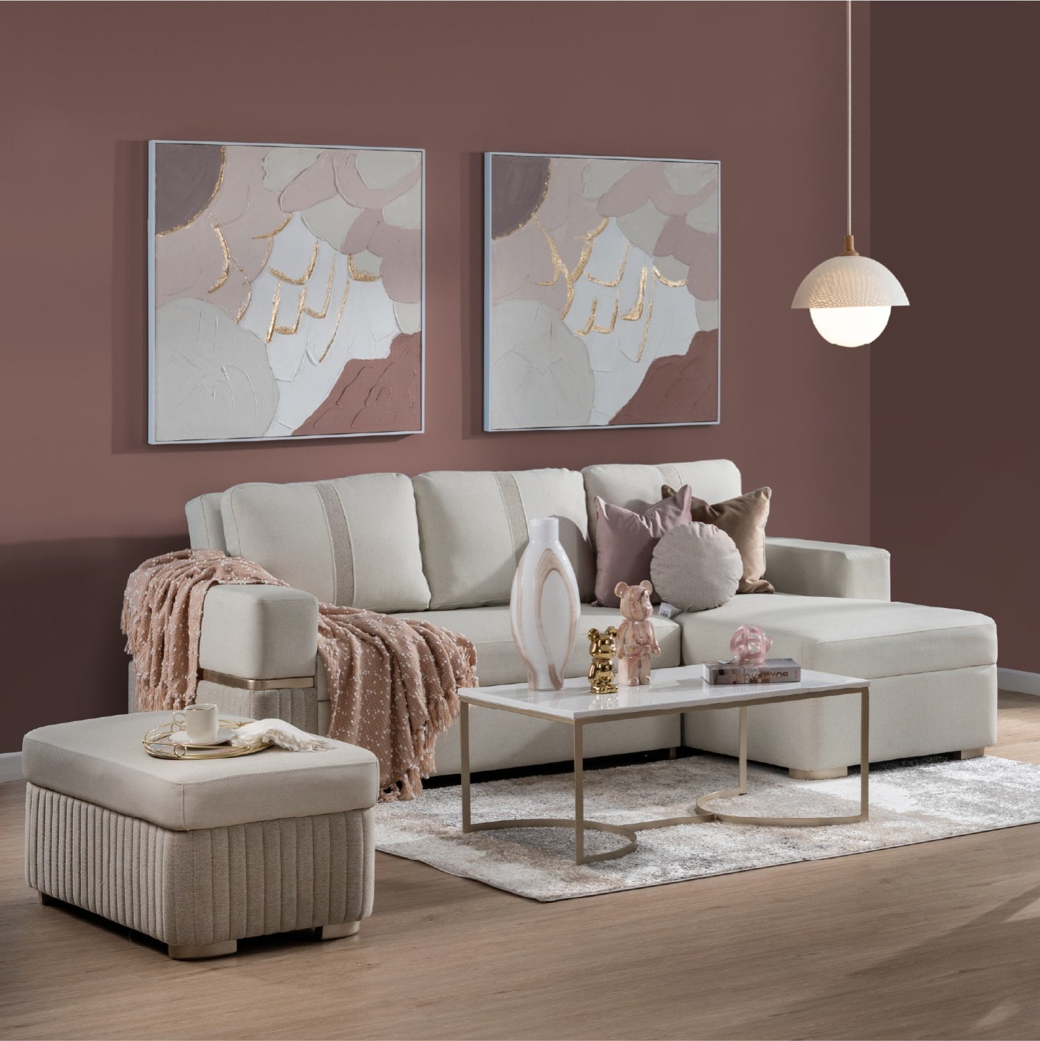 Sala Cama Dior Eurolino Blanco Puro Beige, Champaña Orientación Derecha