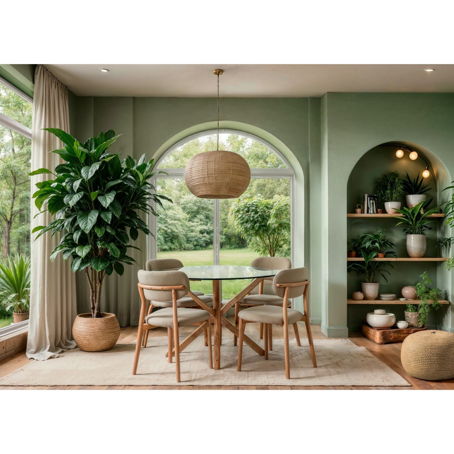 Comedor 4 Puestos Dousty Verde, Natural