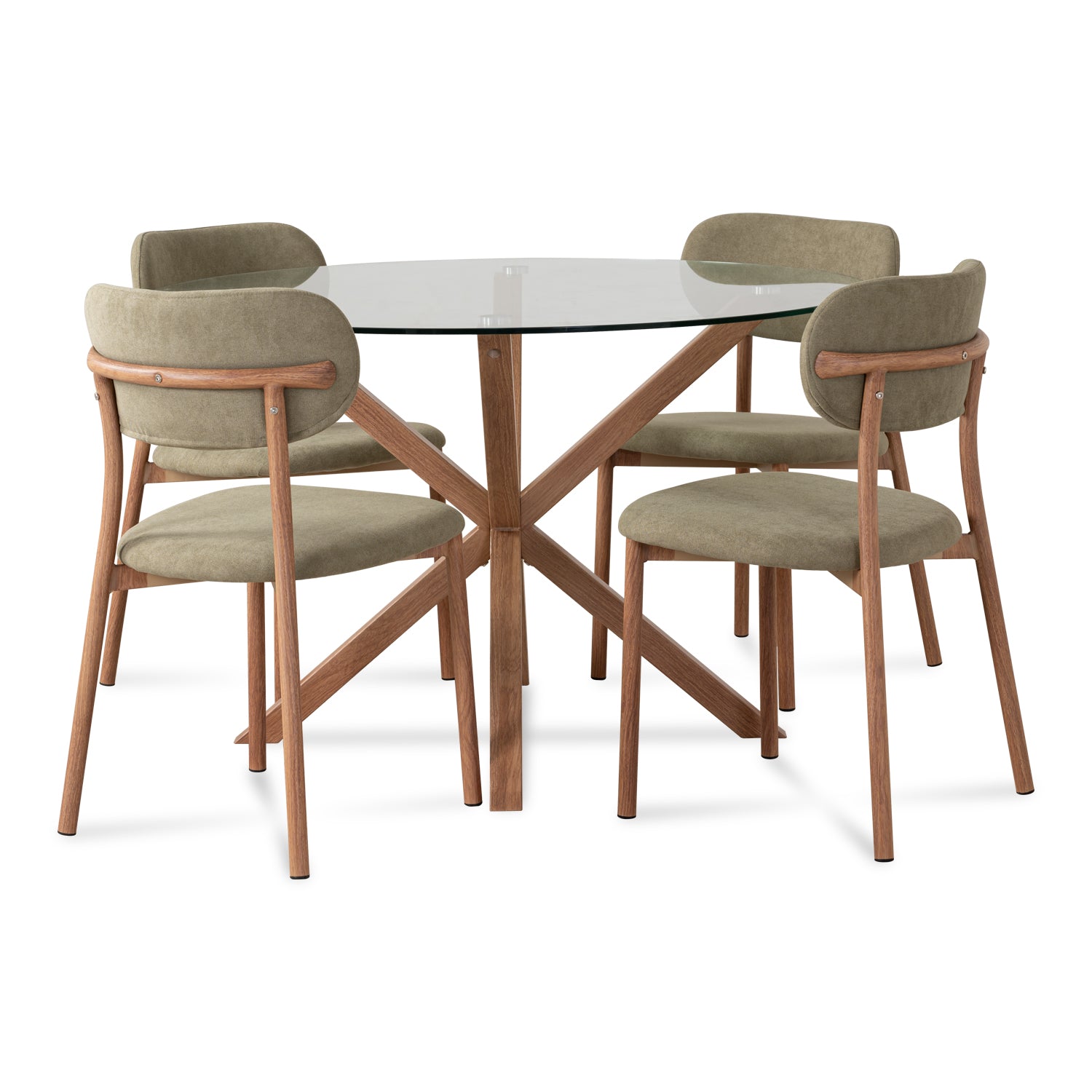 Comedor 4 Puestos Dousty Verde, Natural