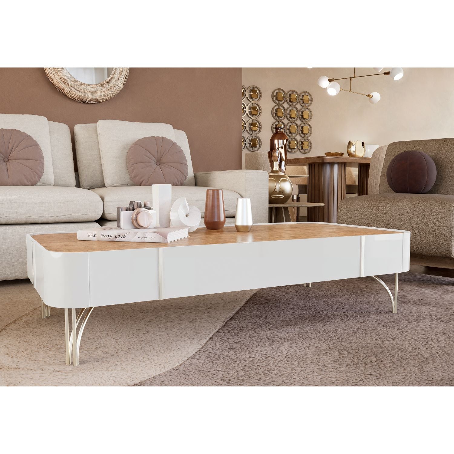 Mesa Centro Lina 132X31X66 Off White, Natural