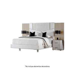 Cama Queen Sabina Eurolino Beige Perla Off White, Champaña*