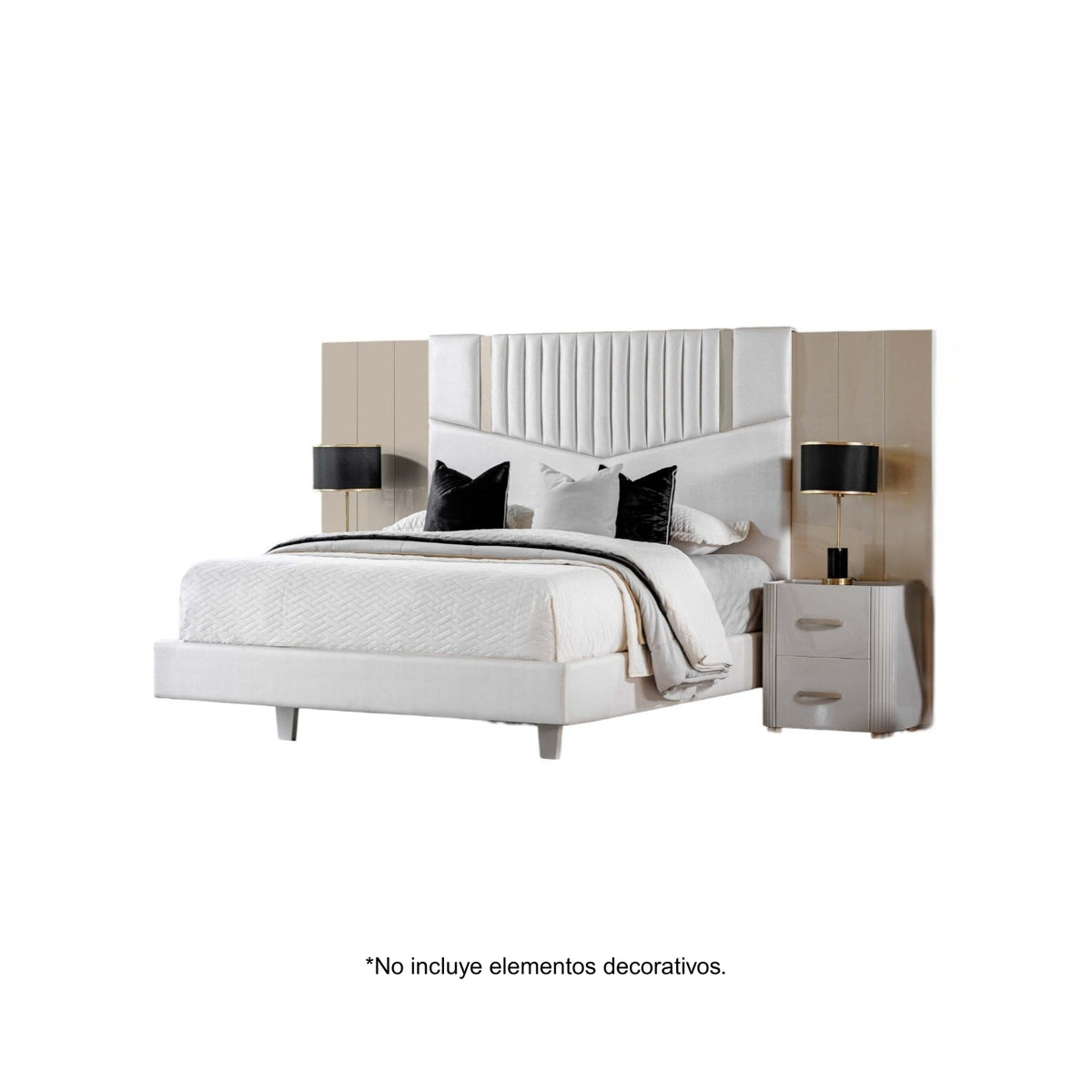 Juego de Alcoba Doble Sabina Eurocuero Champana Beige, Perla