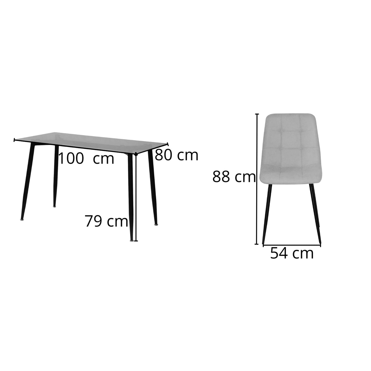 Comedor 4 Puestos Oddy Beige, Negro