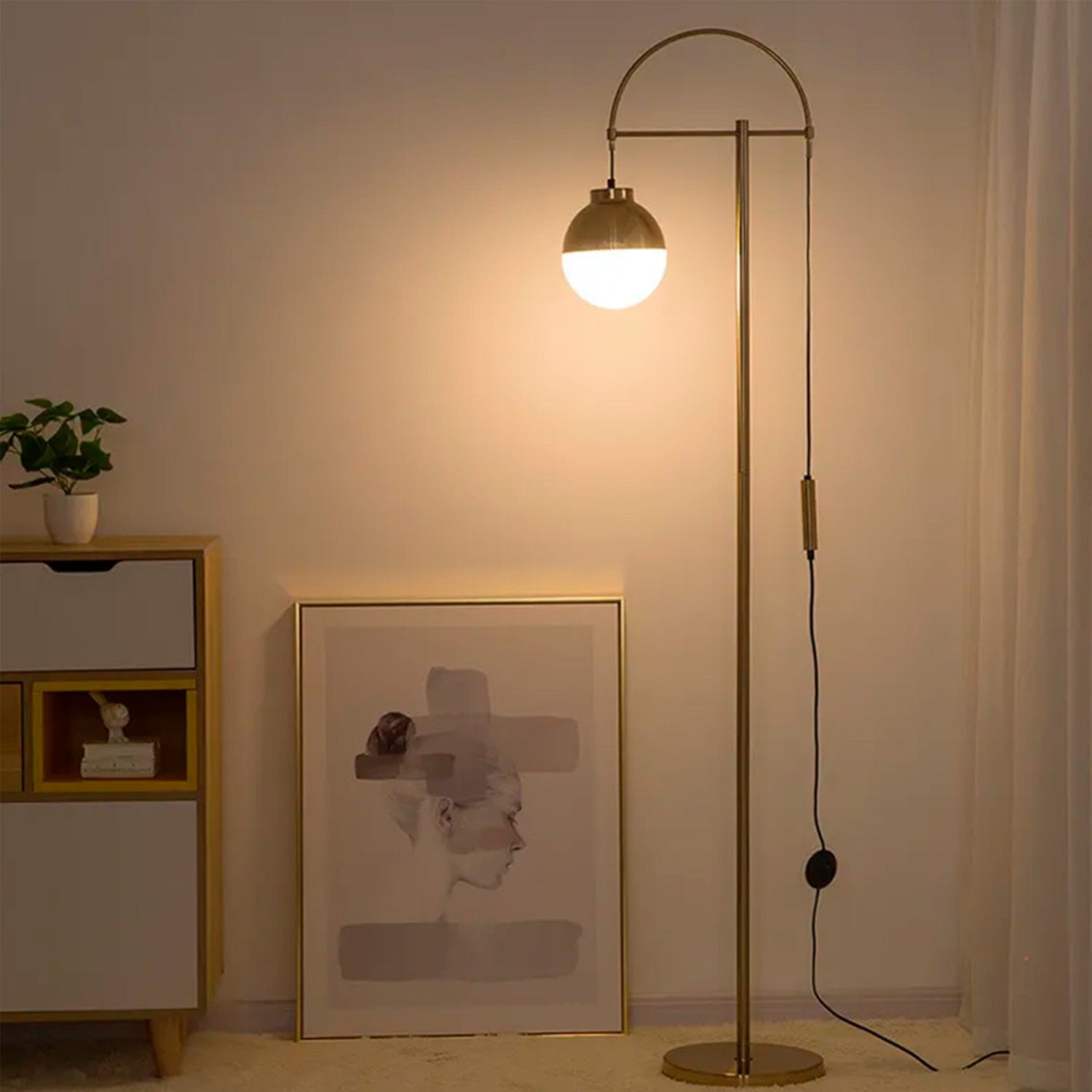 Lampara De Pie  74X90X Dorado Bruna