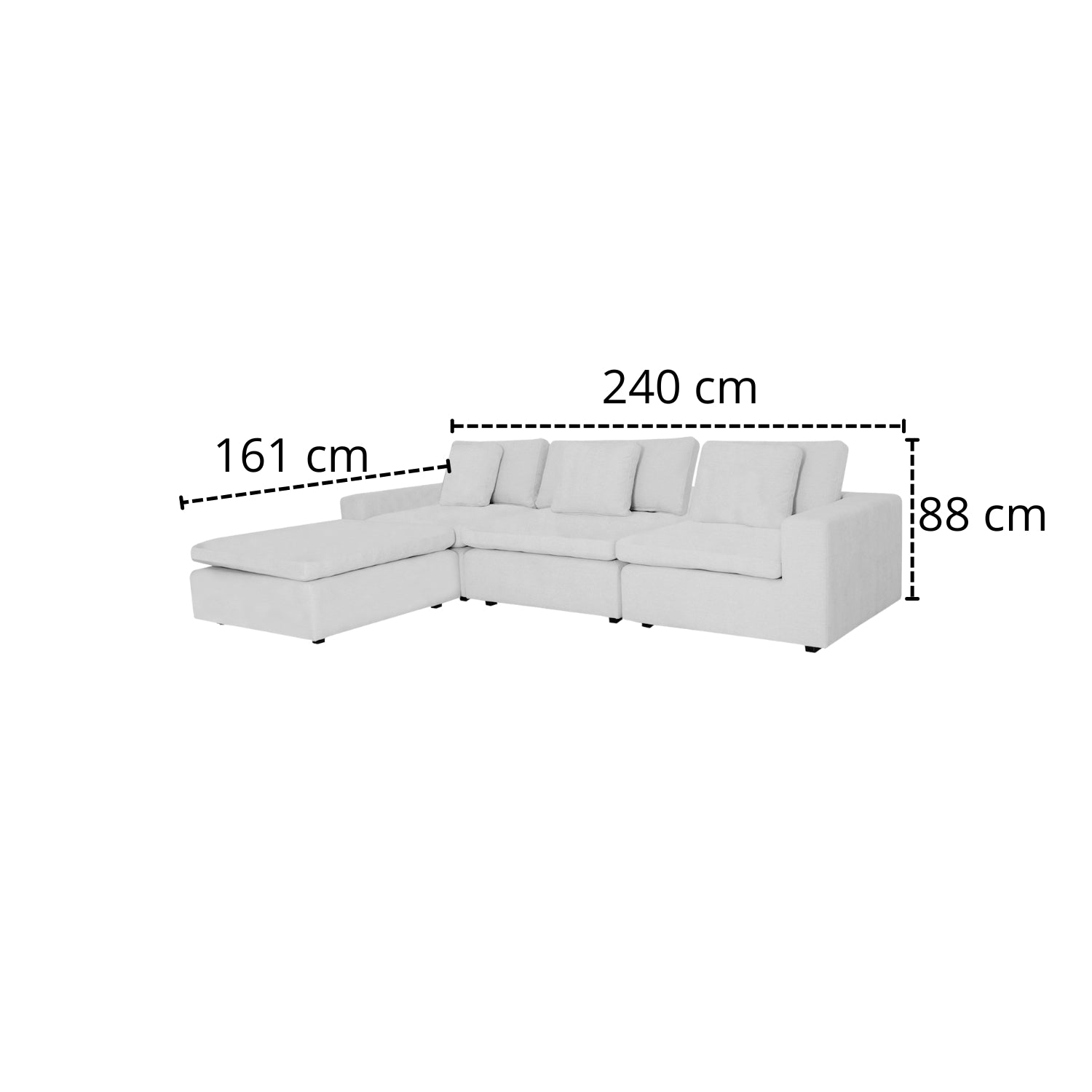 Juego de Sala Creta Lino Touch Almendra, Negro 240 Mts