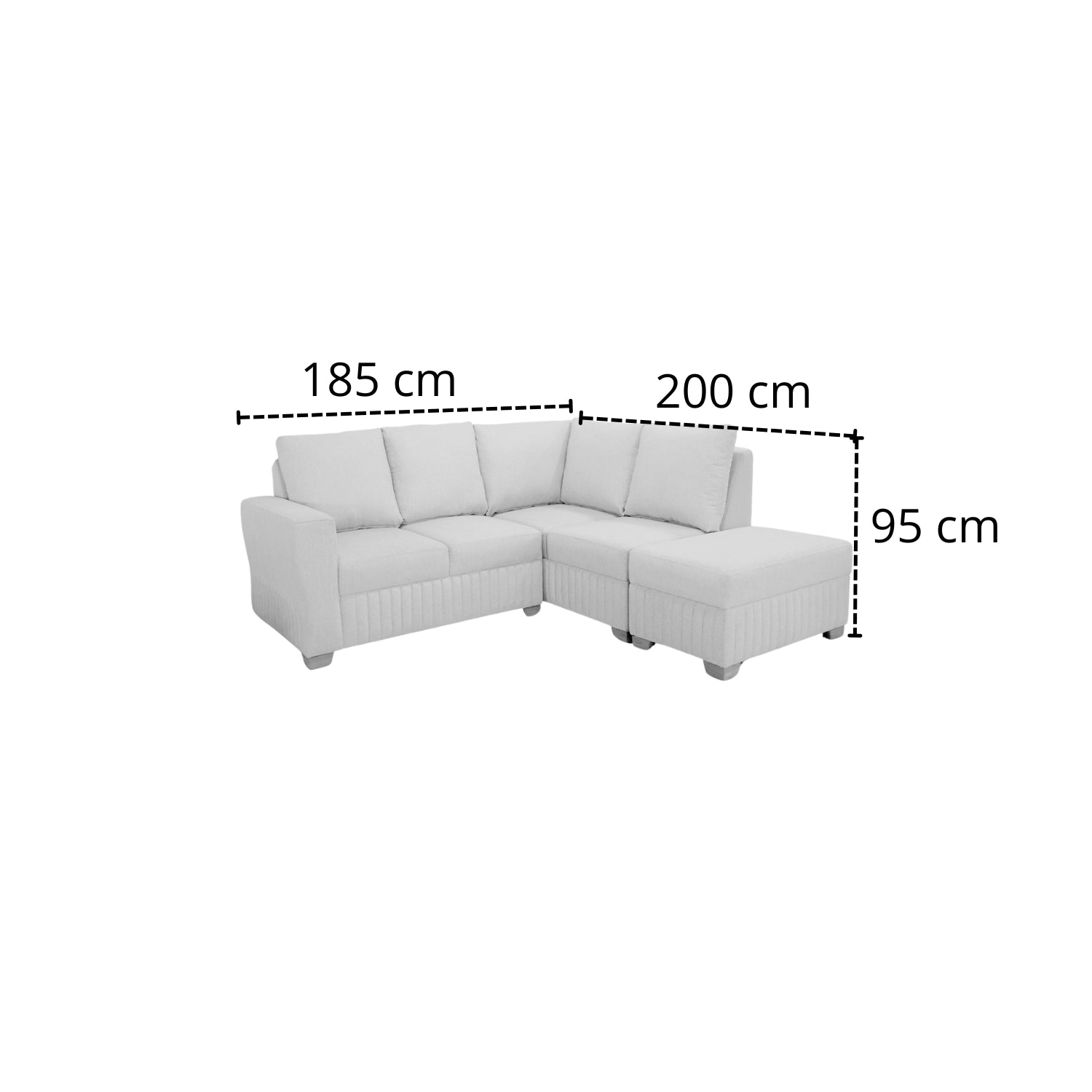 Sofá en L Tampa Eurolino Gaira Plata, Champaña