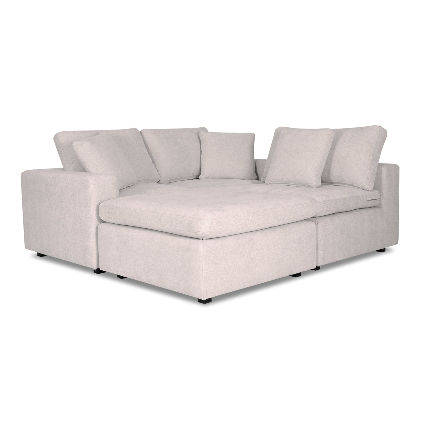 Sofá en L Creta Lino York Home, Negro 2.40Mts