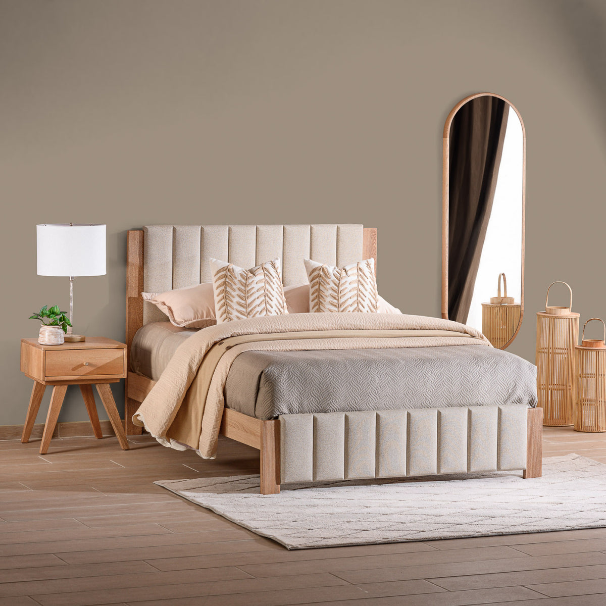 Cama Doble Nepal Eurolino Bali Beige, Natural
