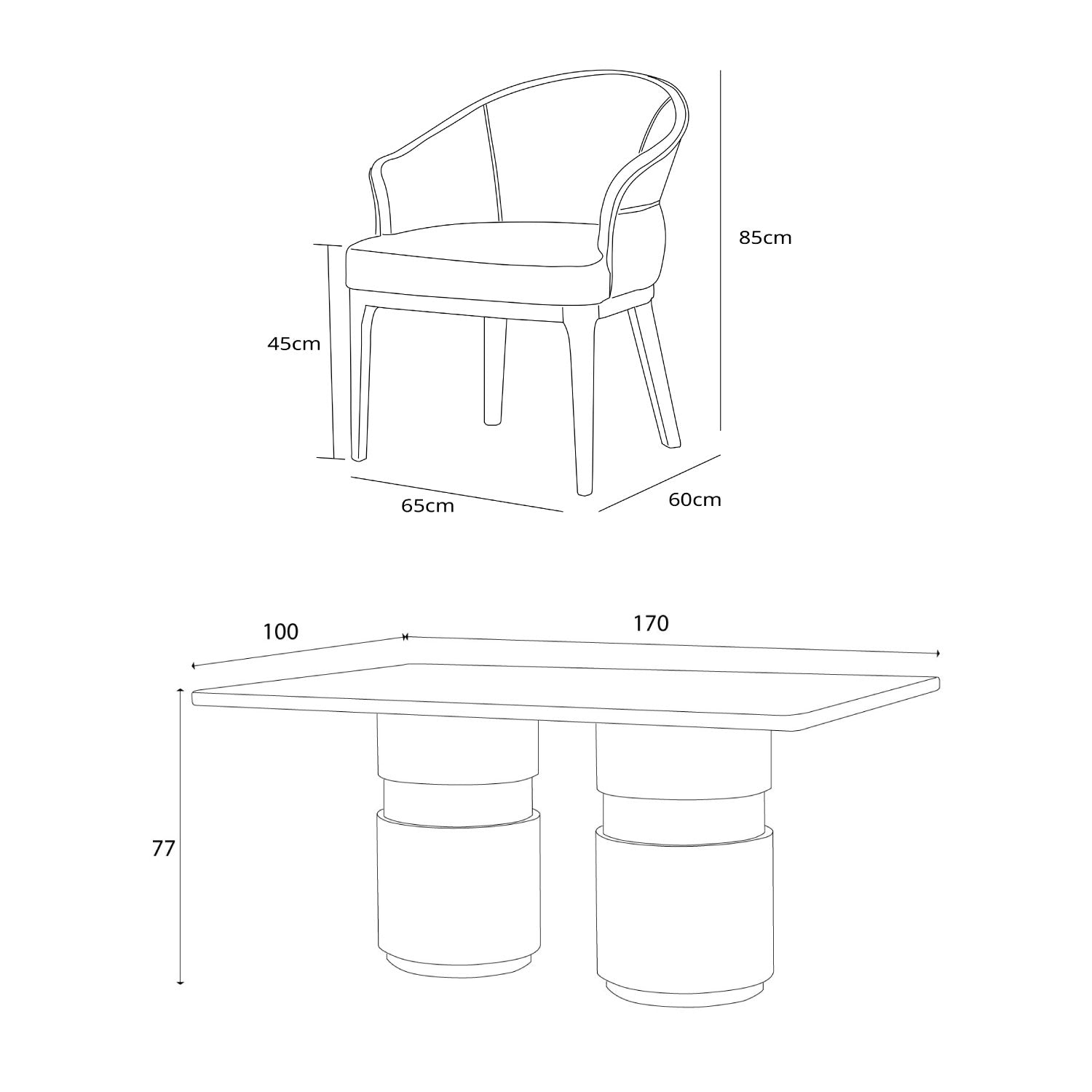 Comedor 6 Puestos Toscana Velvet Siena Marfil, Champaña, Off White