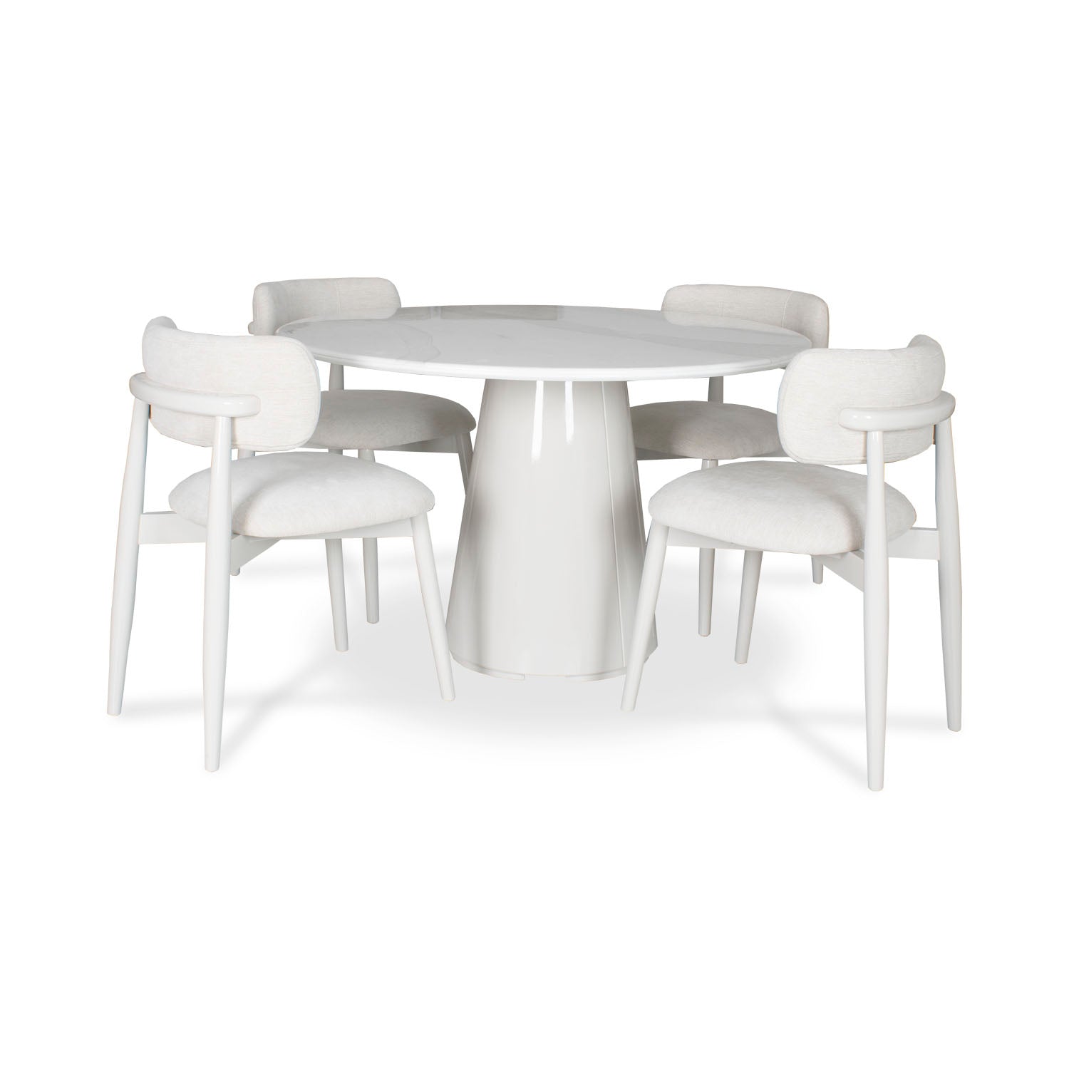 Comedor 4 Puestos Filip Lino Touch Almendra, Off White, Marmolizado