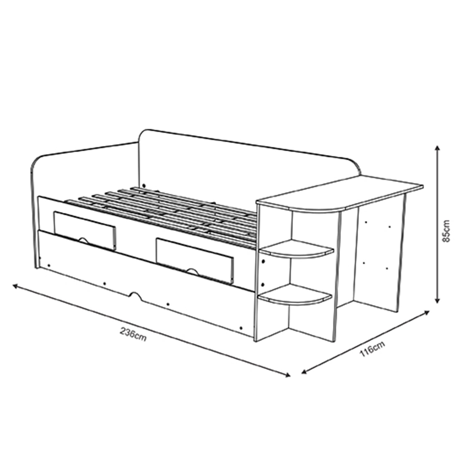 Cama Nido 1.00 Helen Off White, Natural Oscuro*