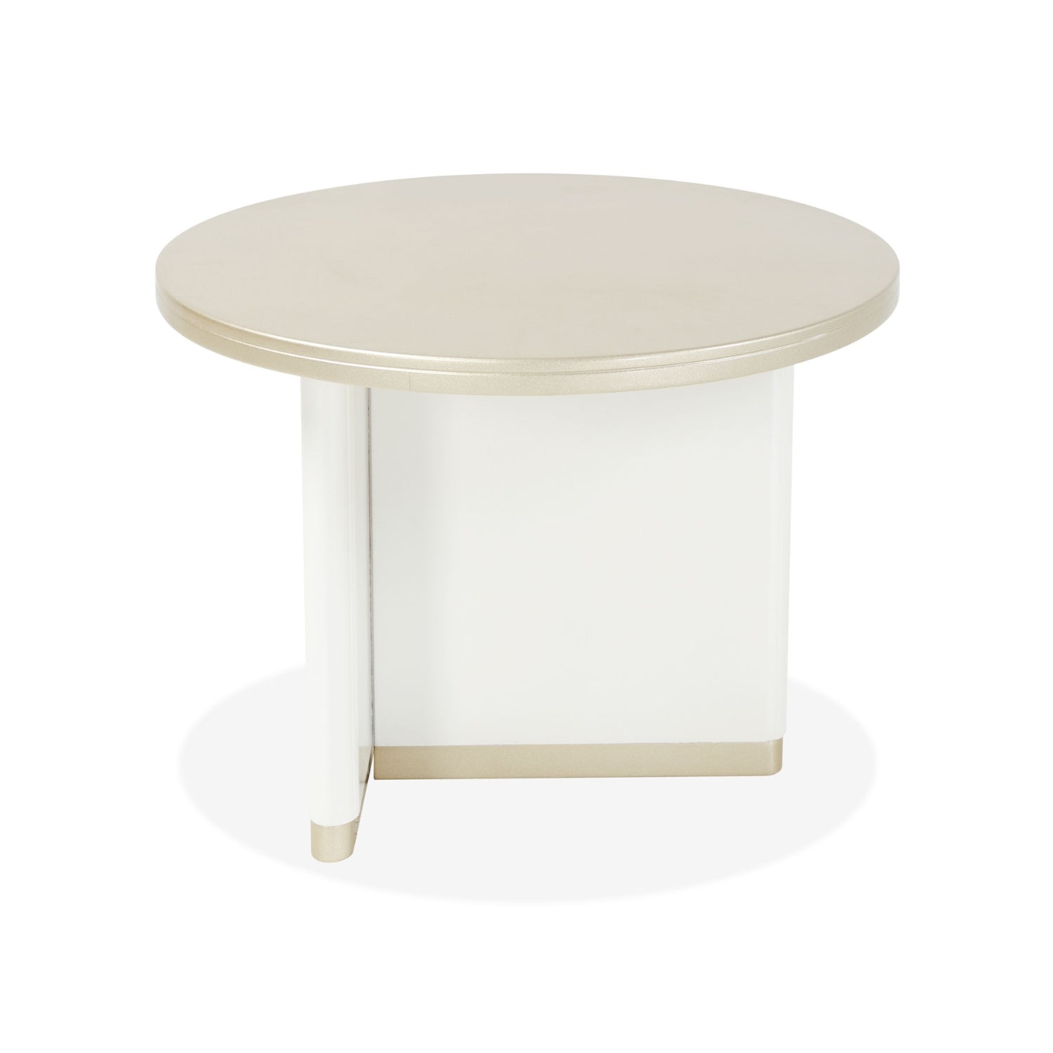 Mesa De Centro Bonn Blanco Perla, Champaña Circular