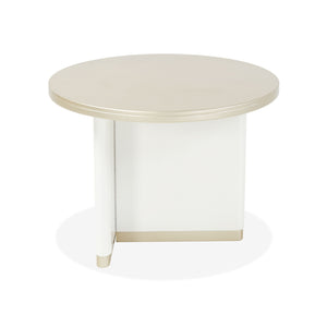 Mesa De Centro Bonn Blanco Perla, Champaña Circular