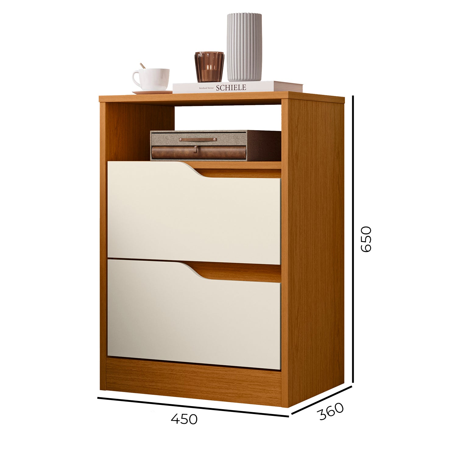Mesa de Noche Bianco Off White, Natural