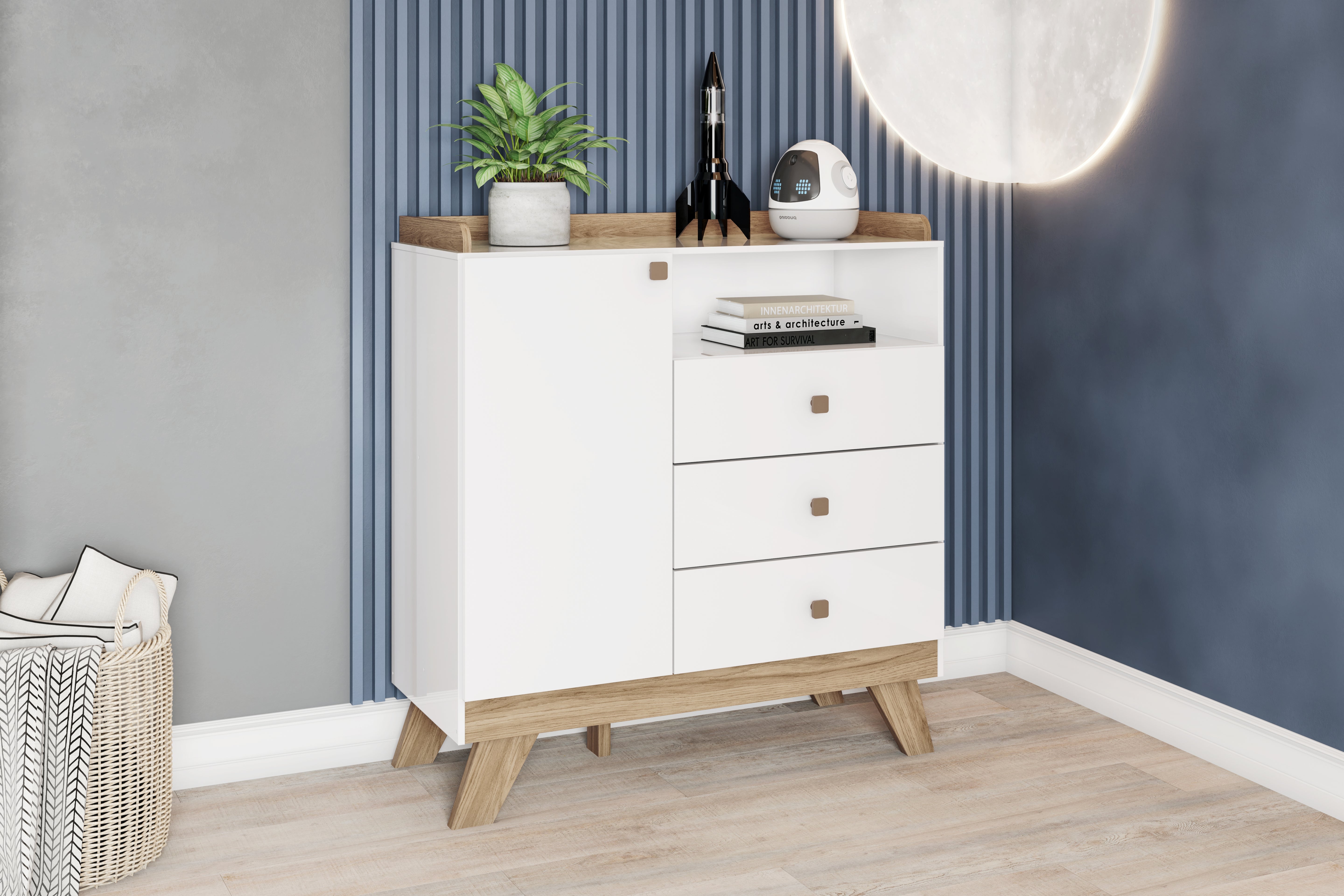 Cómoda Buxy Blanco, Natural