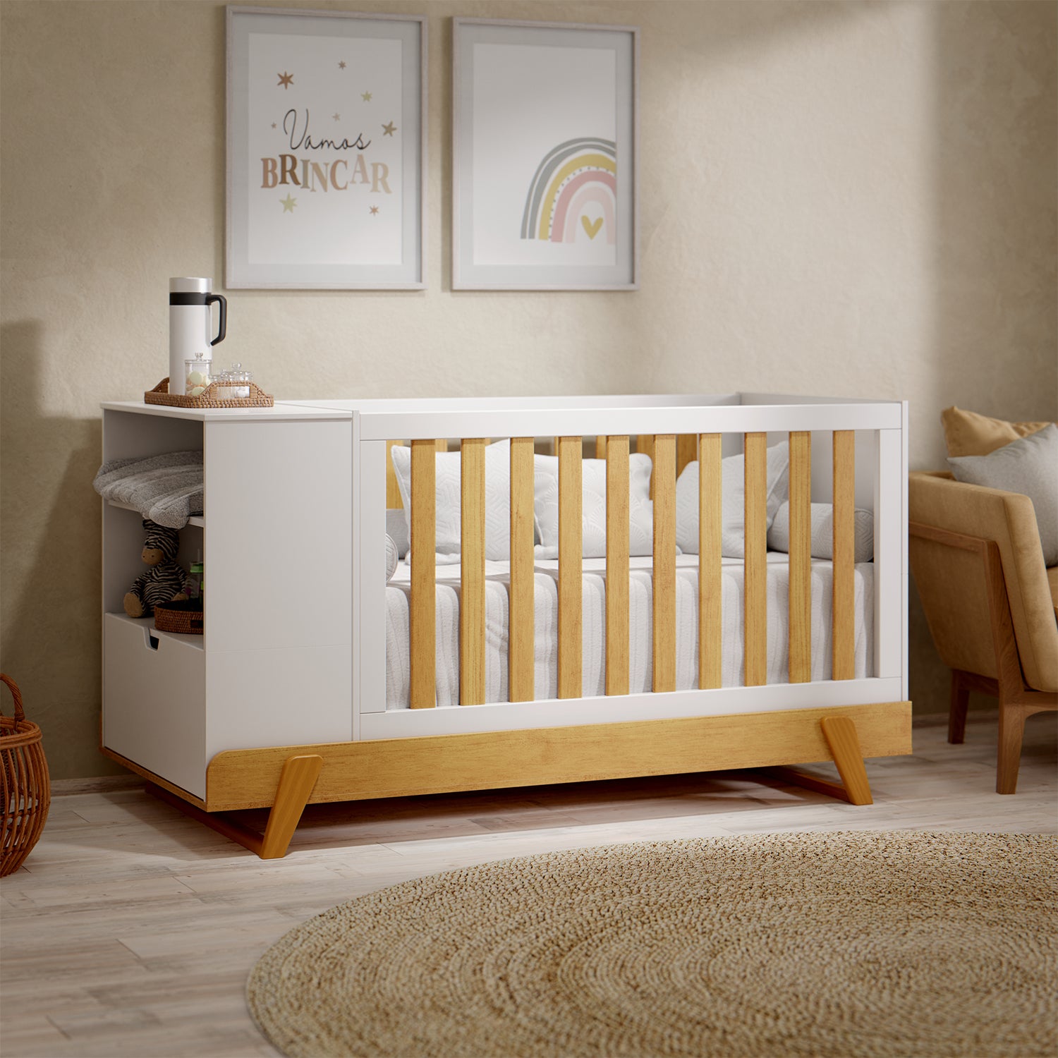 Cama Cuna Maggic Blanco, Miel