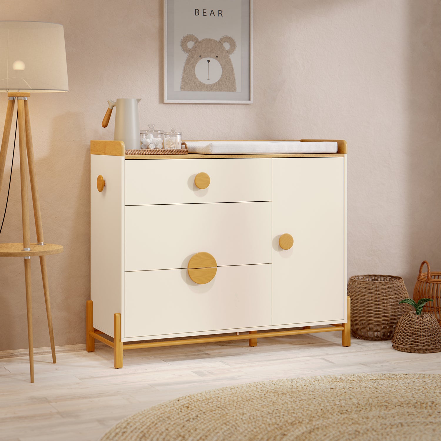 Cómoda Ted Off White, Miel