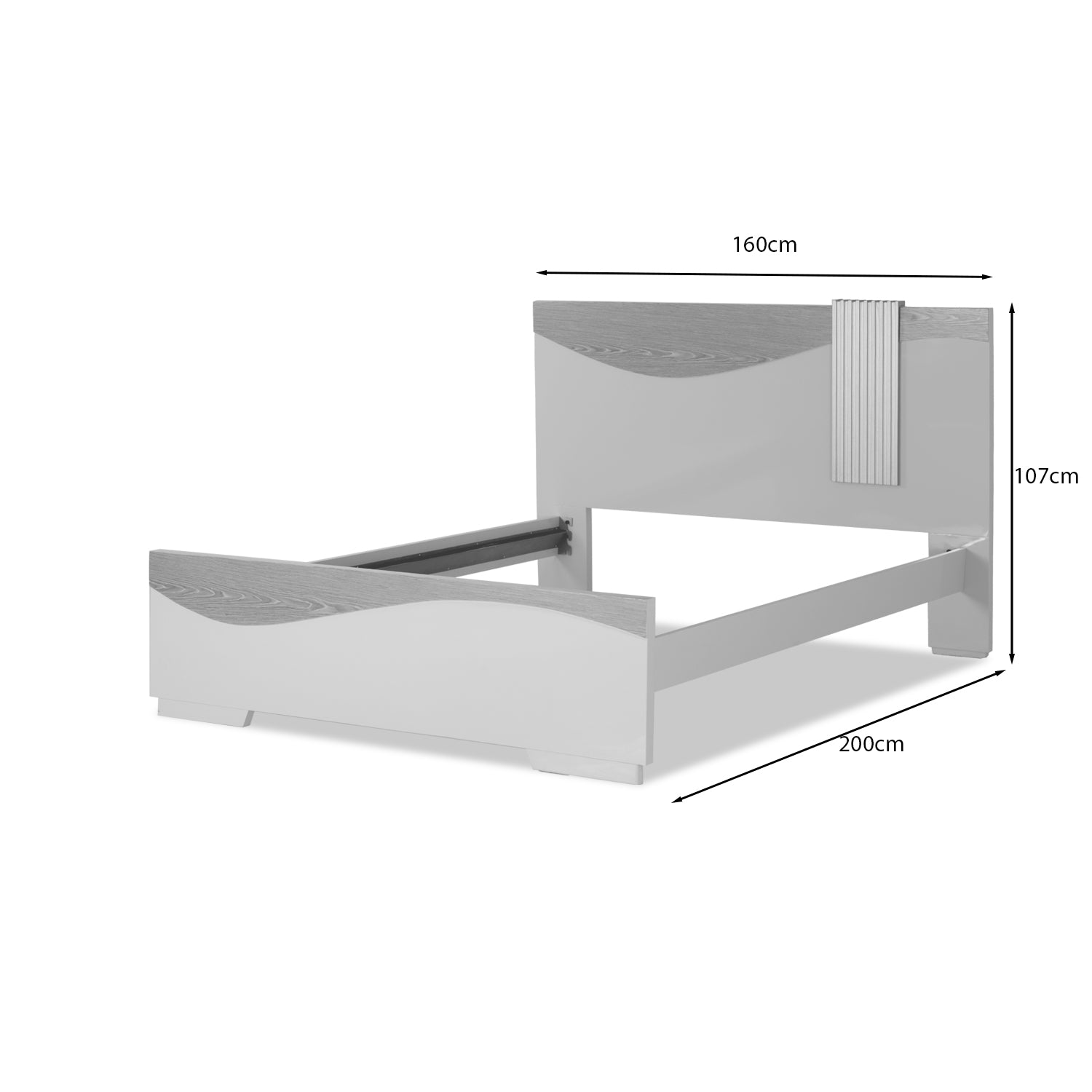 Cama Doble Keneth Off White, Champaña