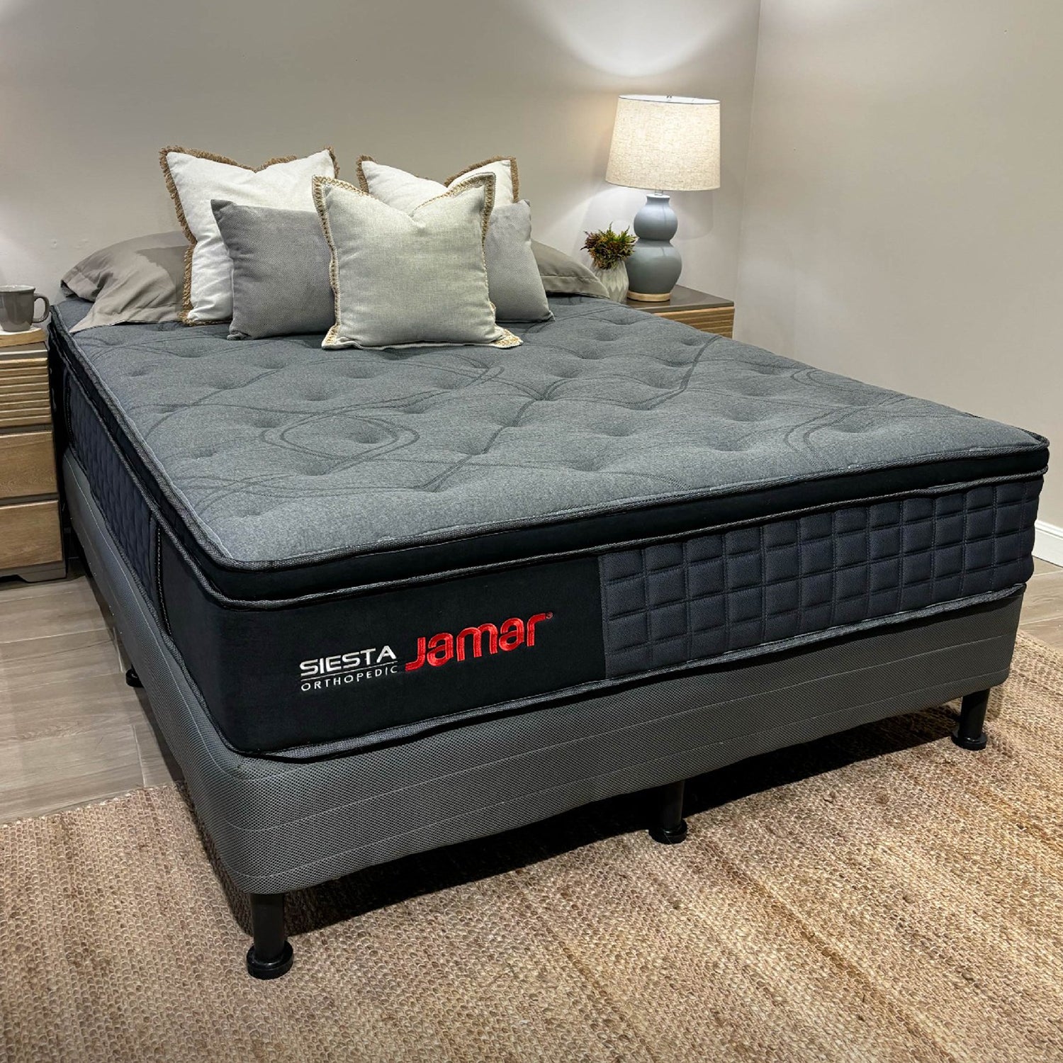 Colchon Twin 1.00 Siesta Orthopedic Negro, Gris