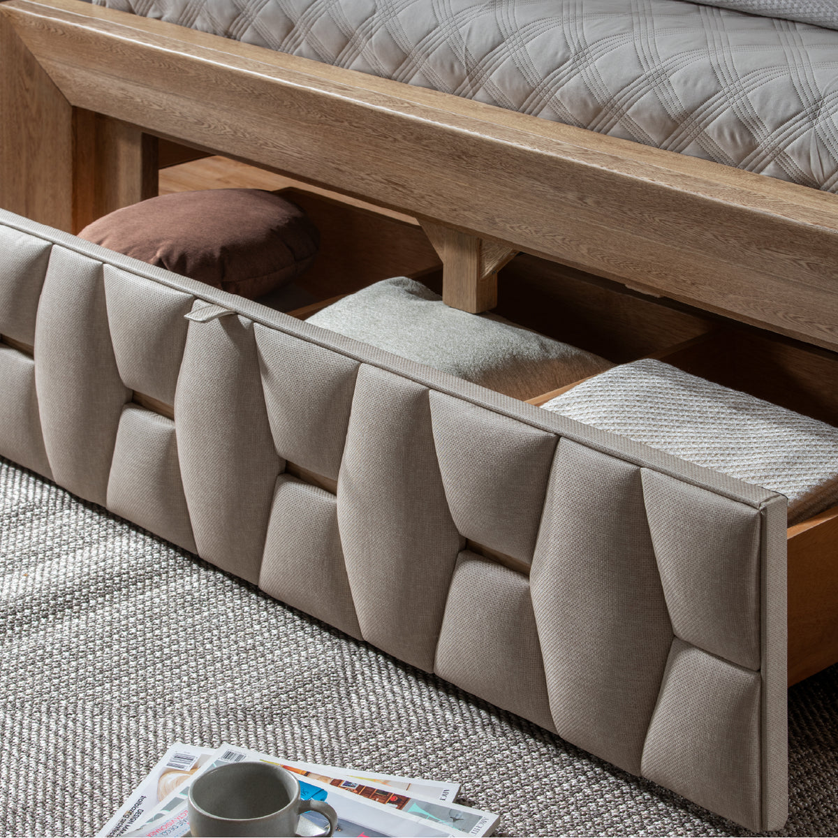 Cama King Mila Eurolino Beige, Natural