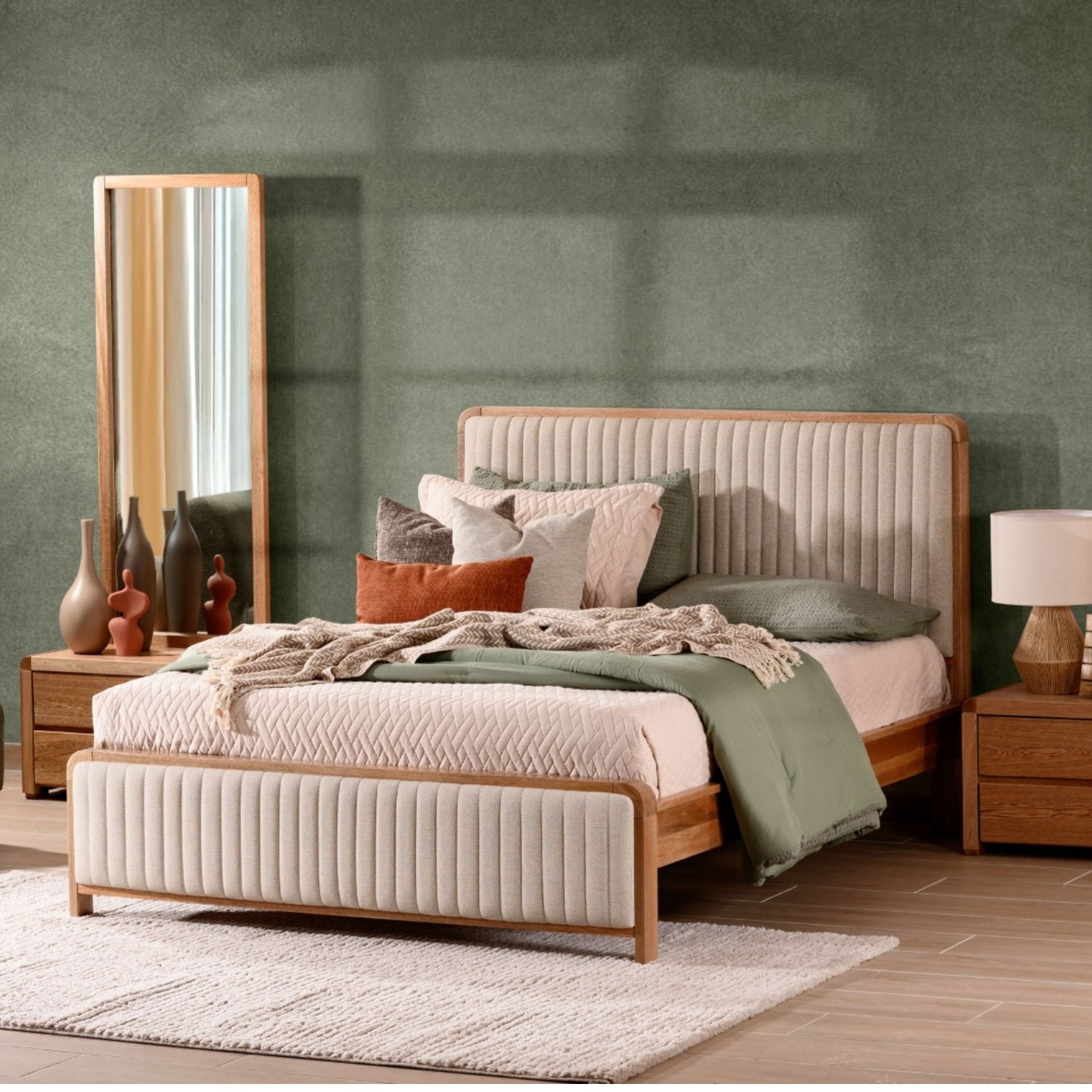 Combo Cama Queen Celeste Eurolino Beige, Natural + Colchón Siesta Orthopedic
