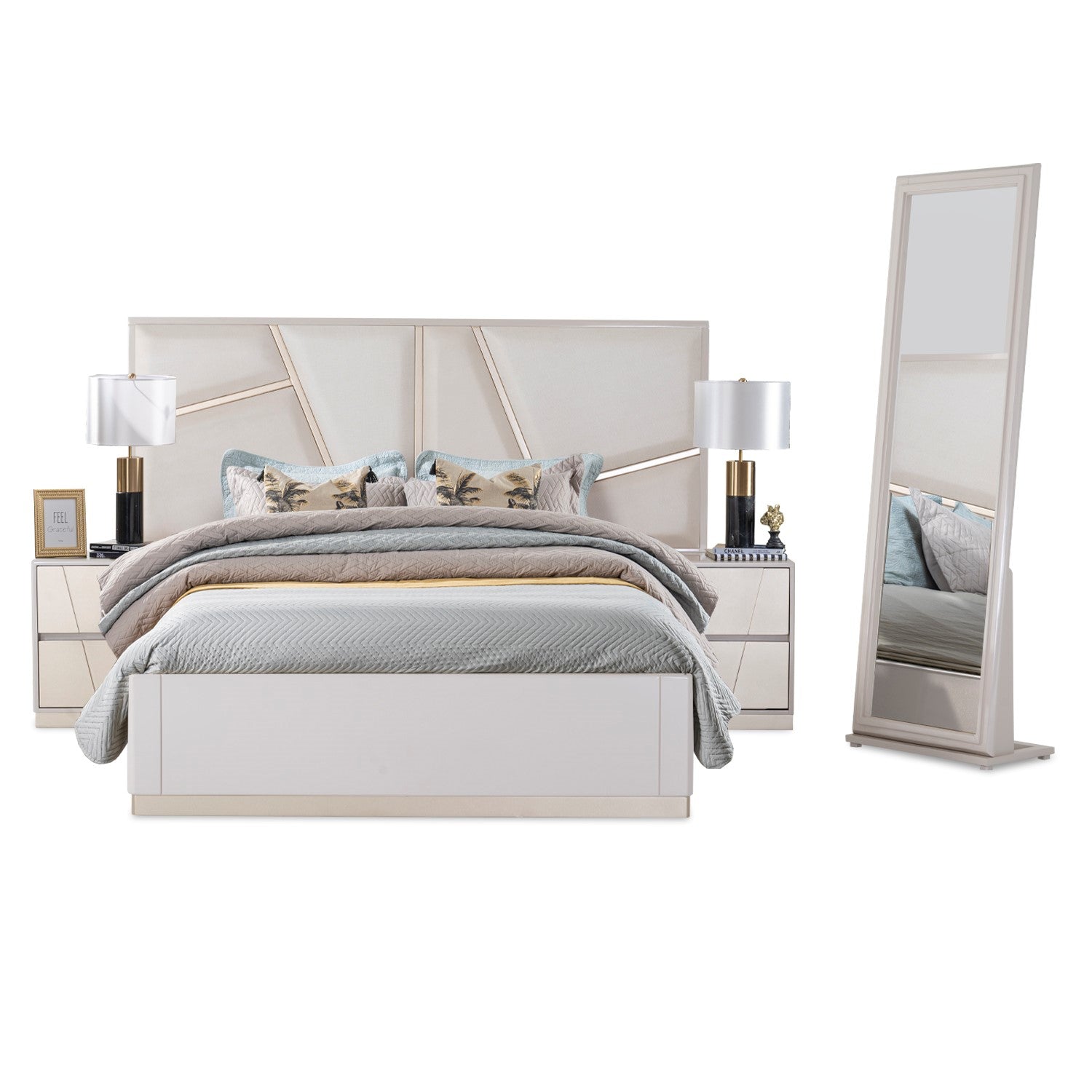 Cama Queen Monaco Eurolino Taupe, Champaña