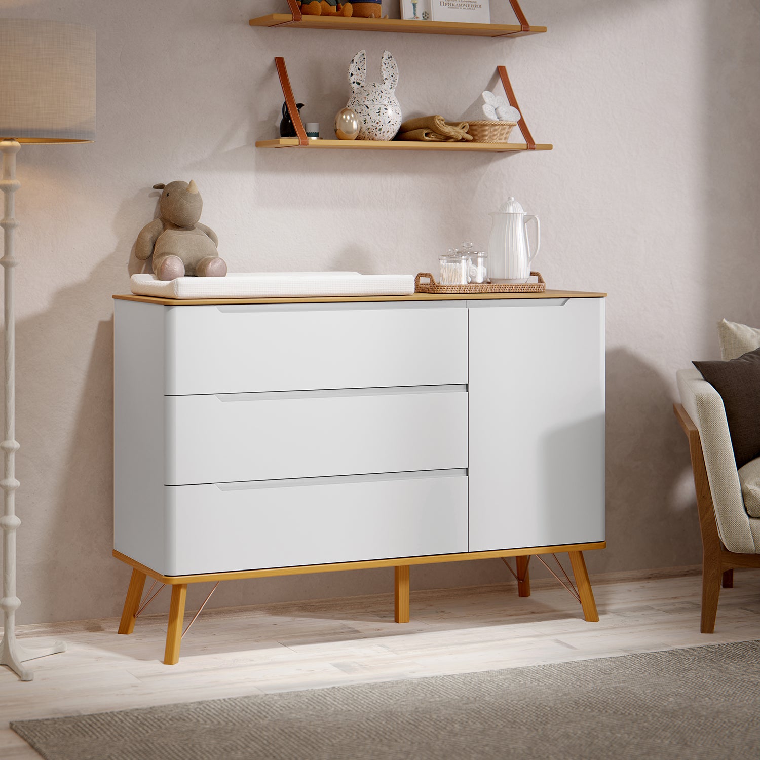 Cómoda Infantil Albi Blanco, Miel