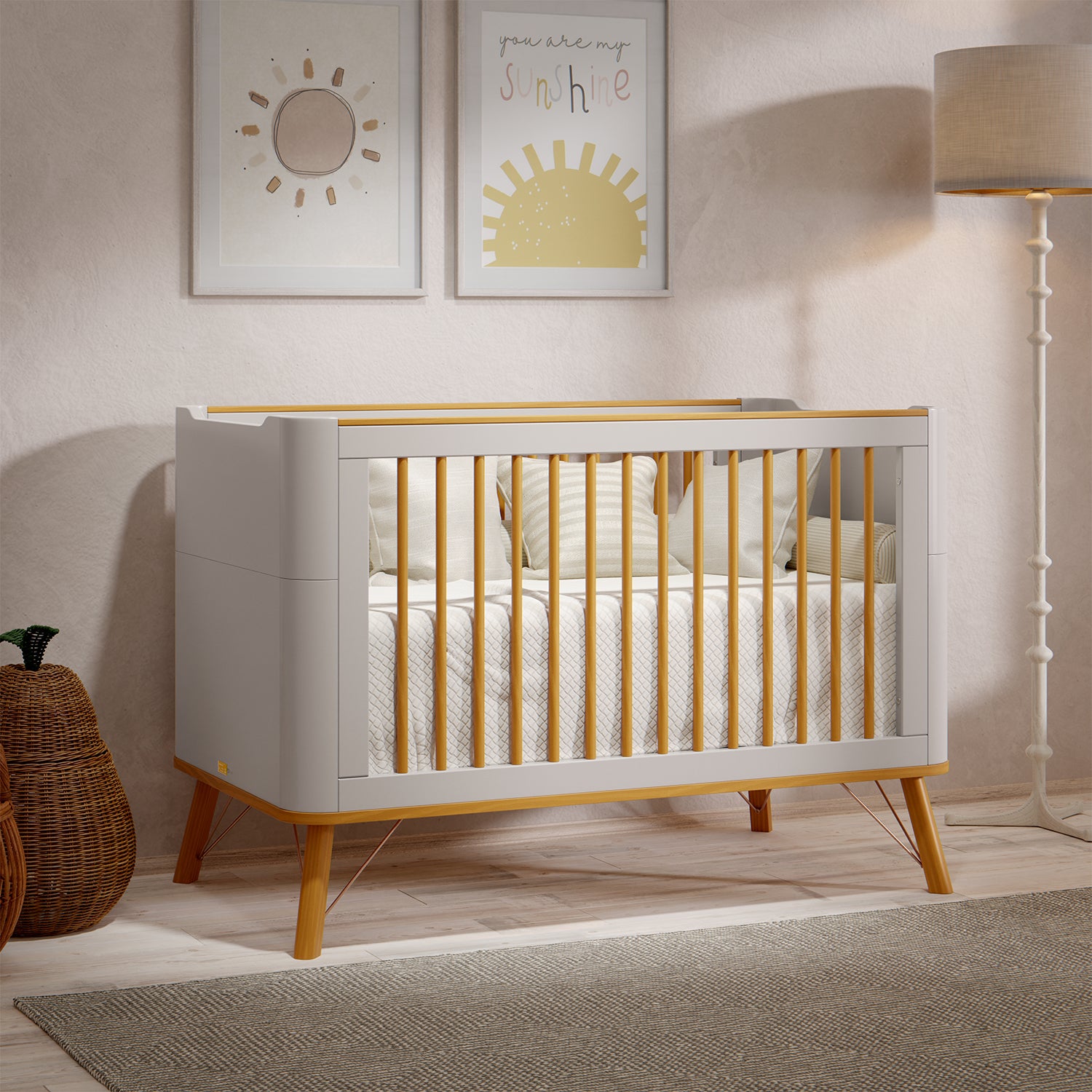 Cuna Para Bebé Albi Gris, Natural