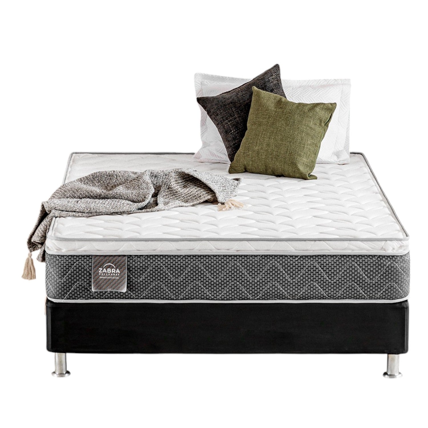 Combo Colchón Doble Berlin Pilow Top + Somier (Garantía 9 años) + 2 Almohadas