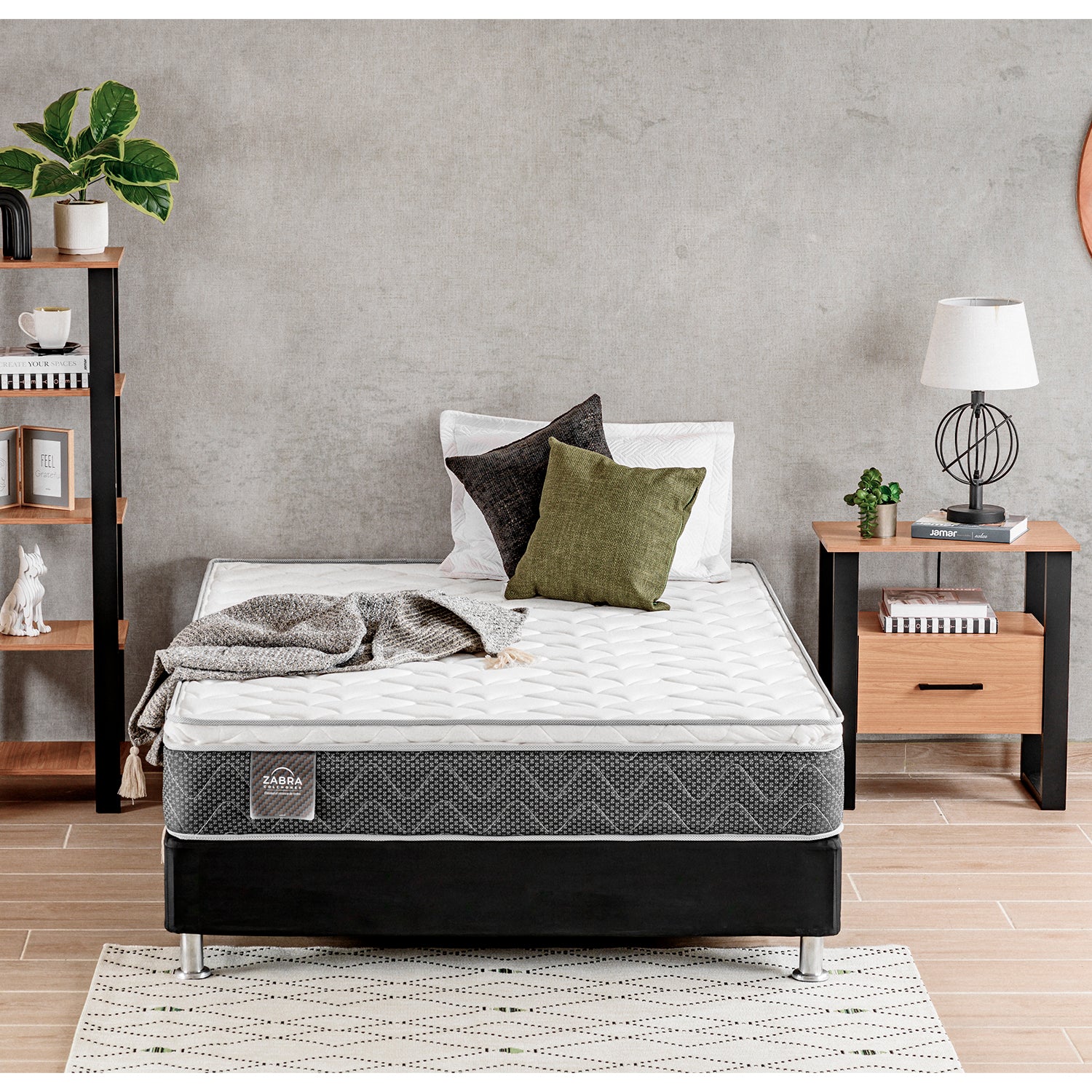 Combo Colchón Semi Doble Berlin Pilow Top + Somier (Garantía 9 años) + 1 Almohada