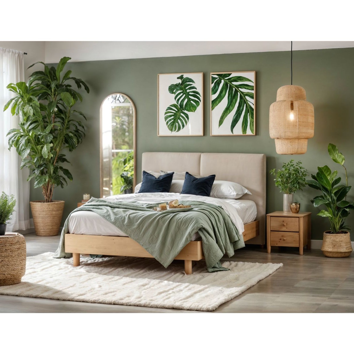 Cama Queen Danes Microfibra Beige, Natural