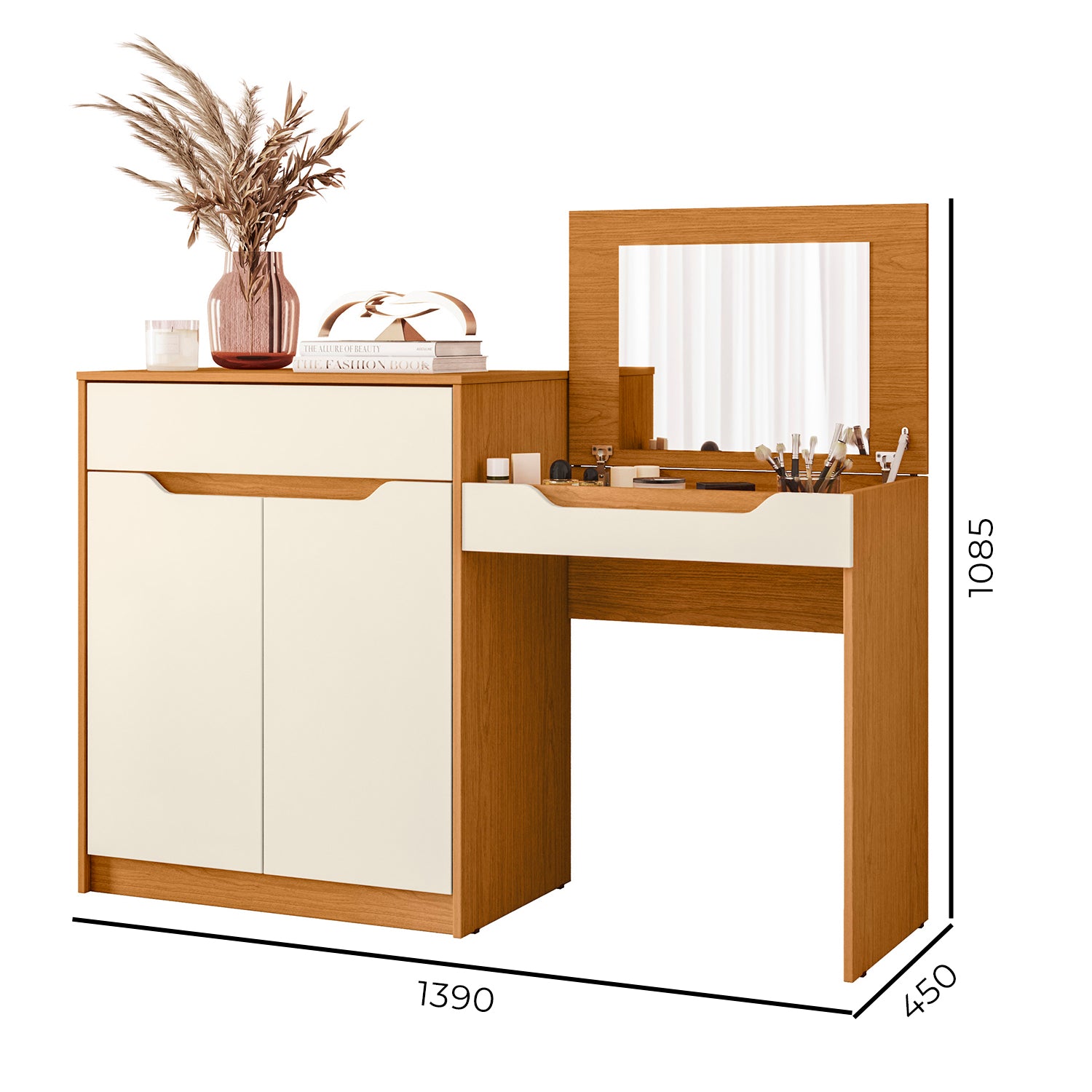 Tocador Falcon Off White, Natural