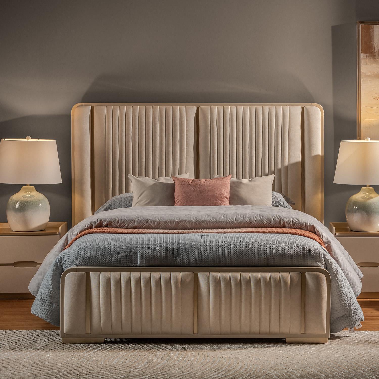 Cama Doble Nahim Greige, Champaña